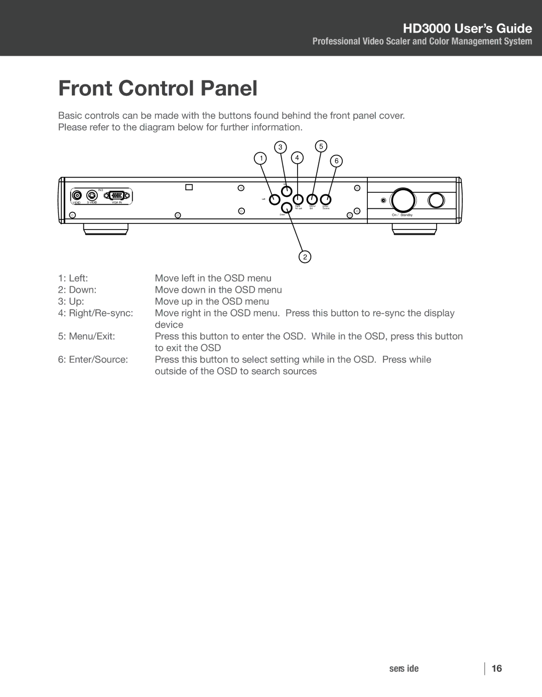 Optoma Technology HD3000 manual Front Control Panel 