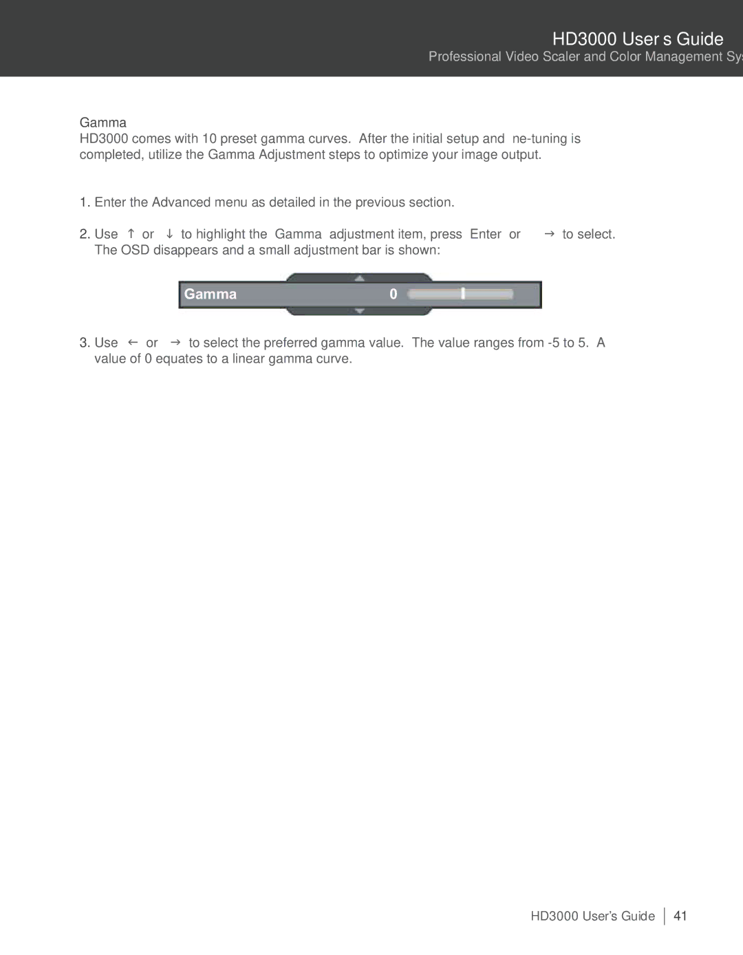 Optoma Technology HD3000 manual Gamma0 