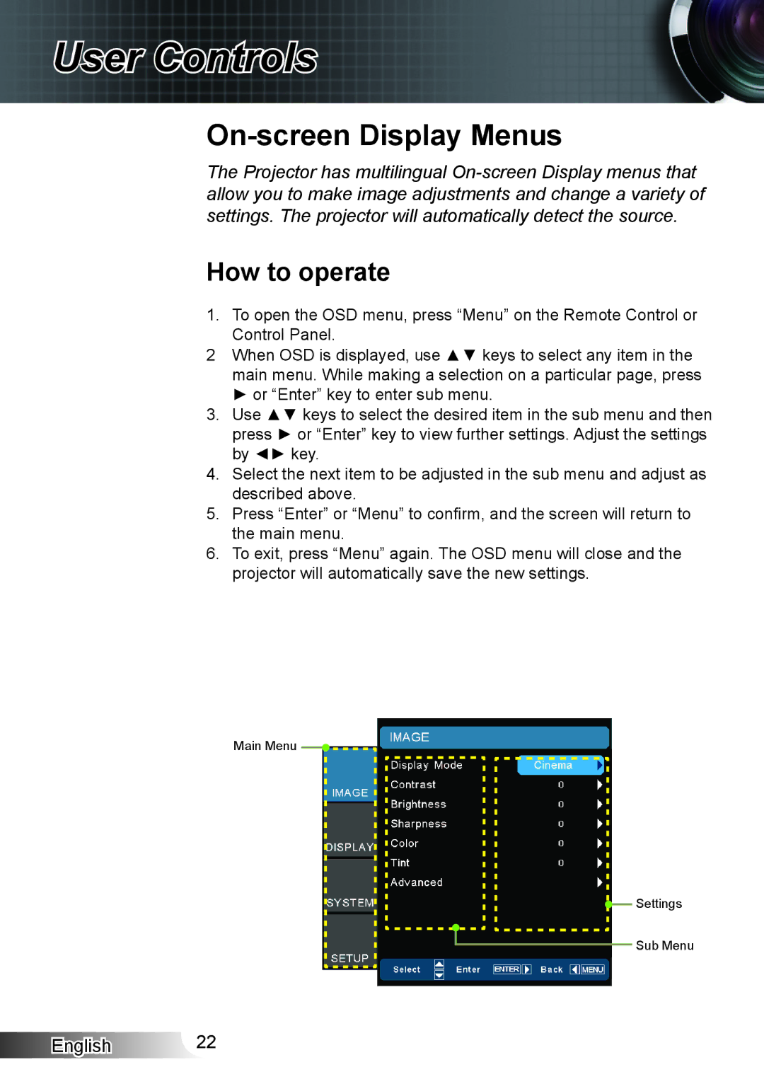 Optoma Technology HD33 manual On-screen Display Menus, How to operate 