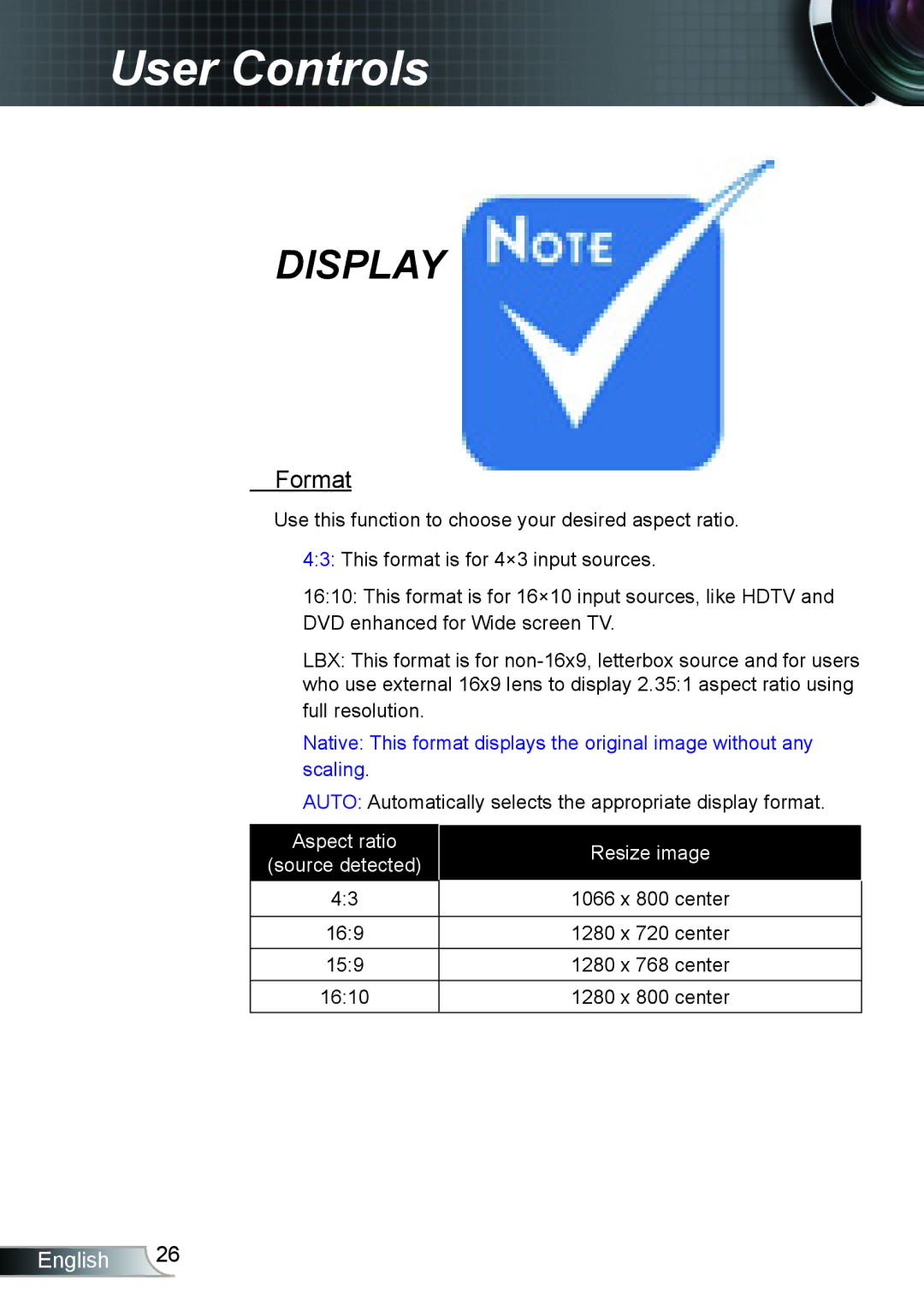 Optoma Technology HD66 manual Display, Format 