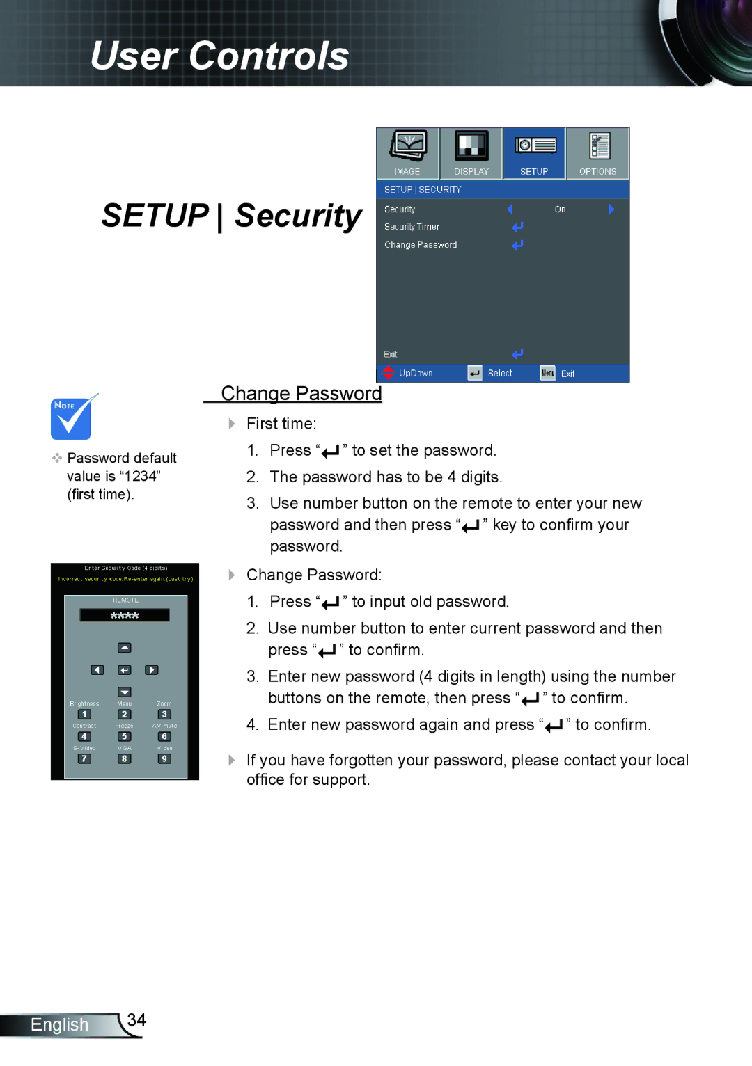 Optoma Technology HD66 manual Change Password 