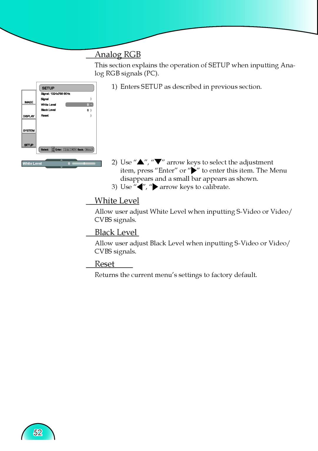 Optoma Technology HD81 manual User Controls, Analog RGB 