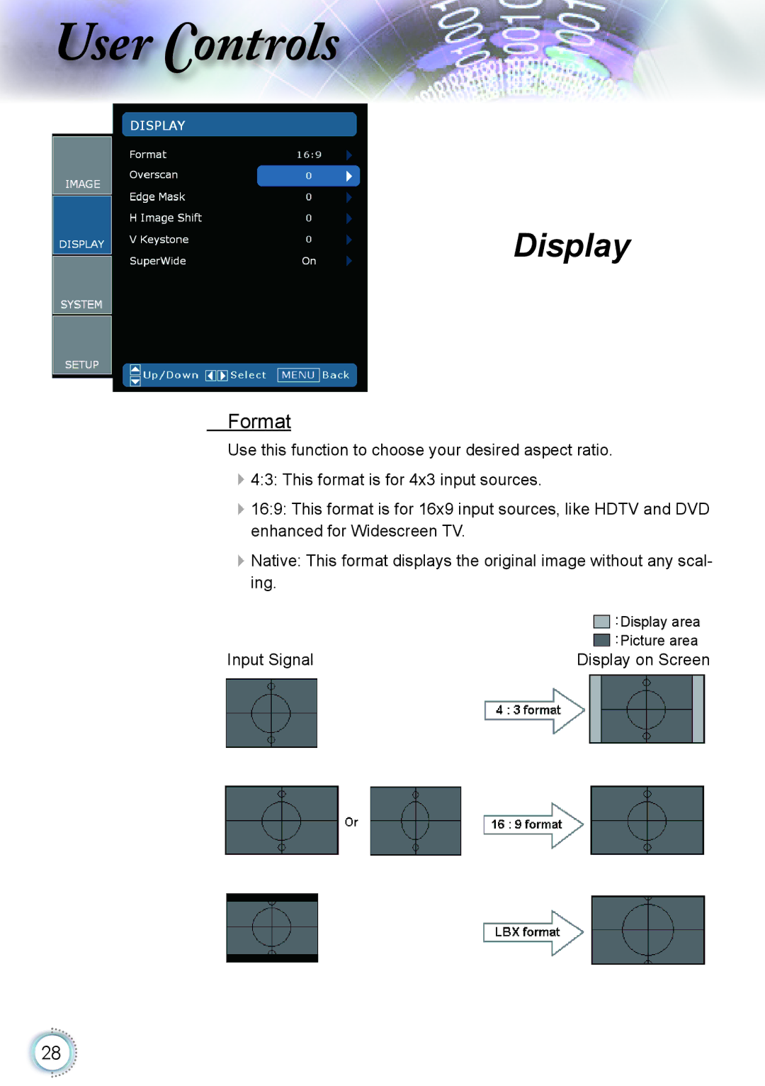 Optoma Technology HD82 manual Display, Format 