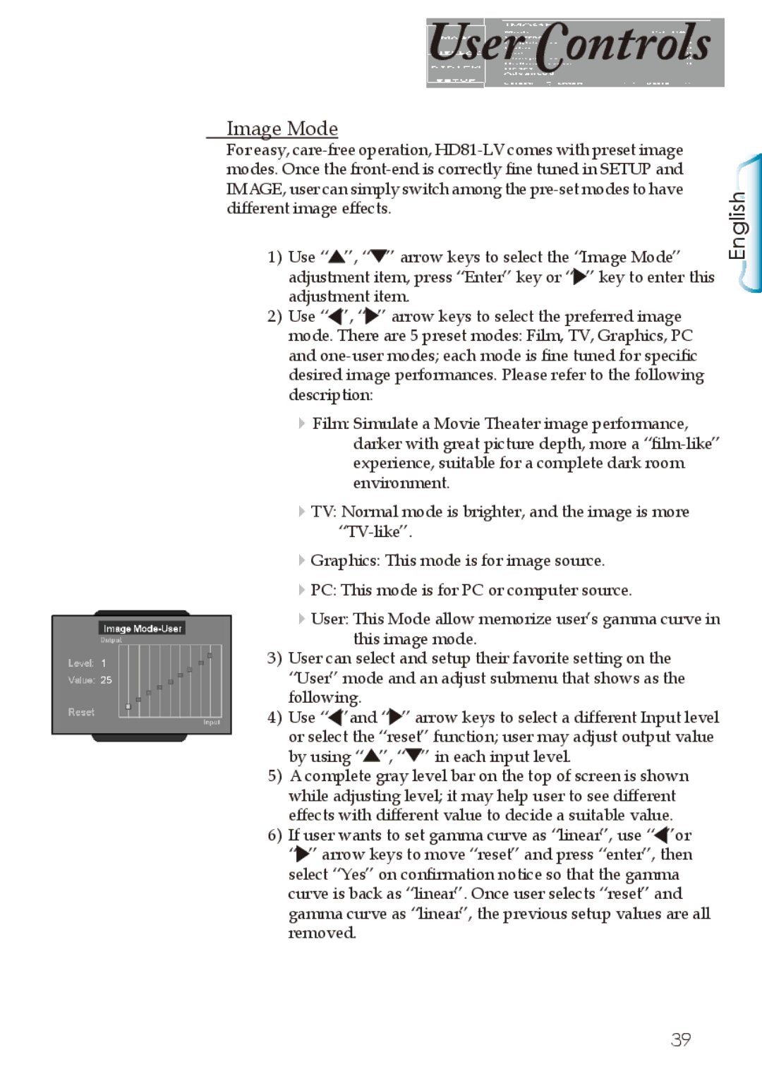 Optoma Technology Home Theatre Projector manuel dutilisation Image Mode 