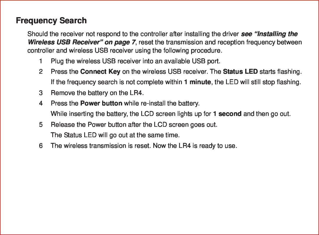 Optoma Technology LR4 user manual Frequency Search 