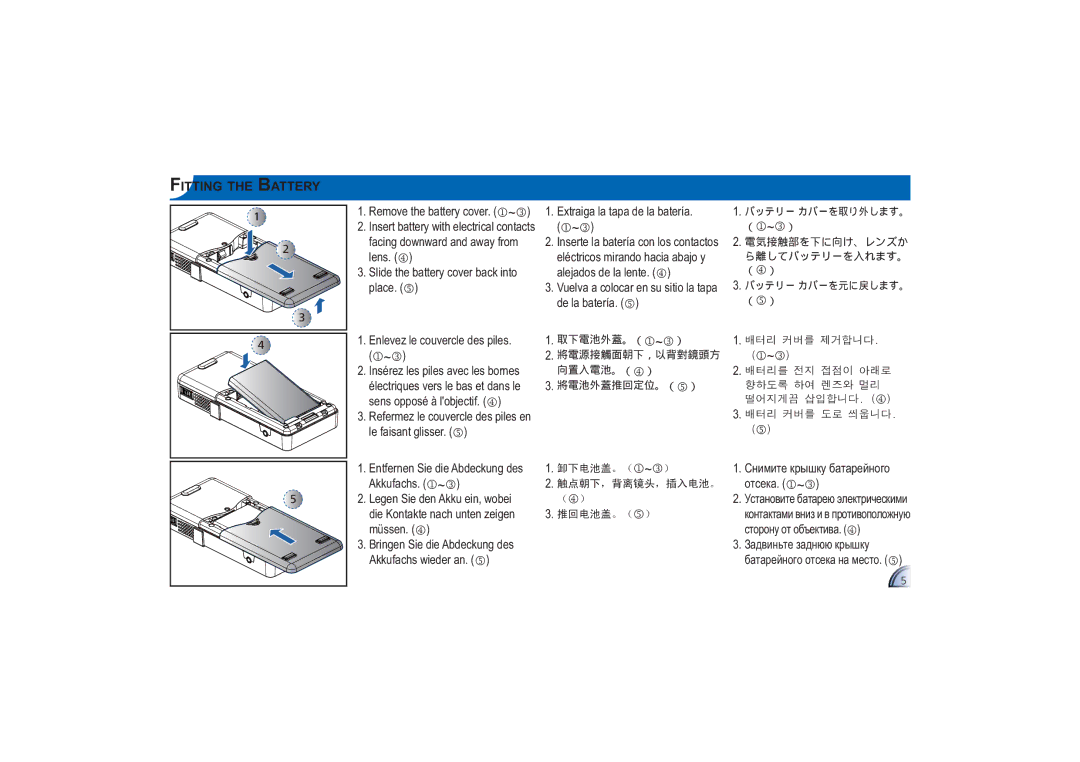 Optoma Technology PK-101 manual Fitting the Battery 