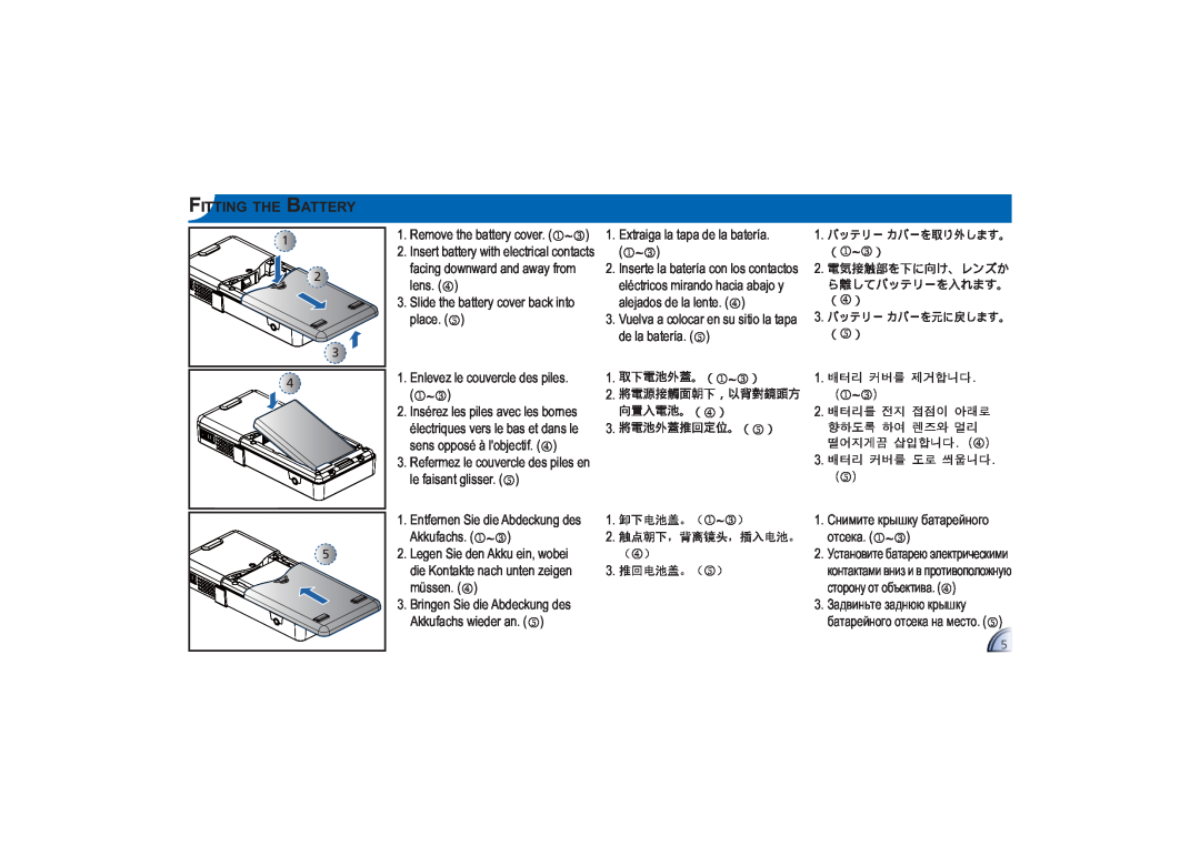 Optoma Technology PK-101 manual Fitting The Battery 