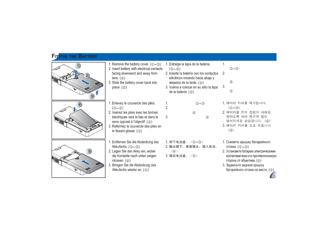 Optoma Technology PK100 manual Fitting the Battery 