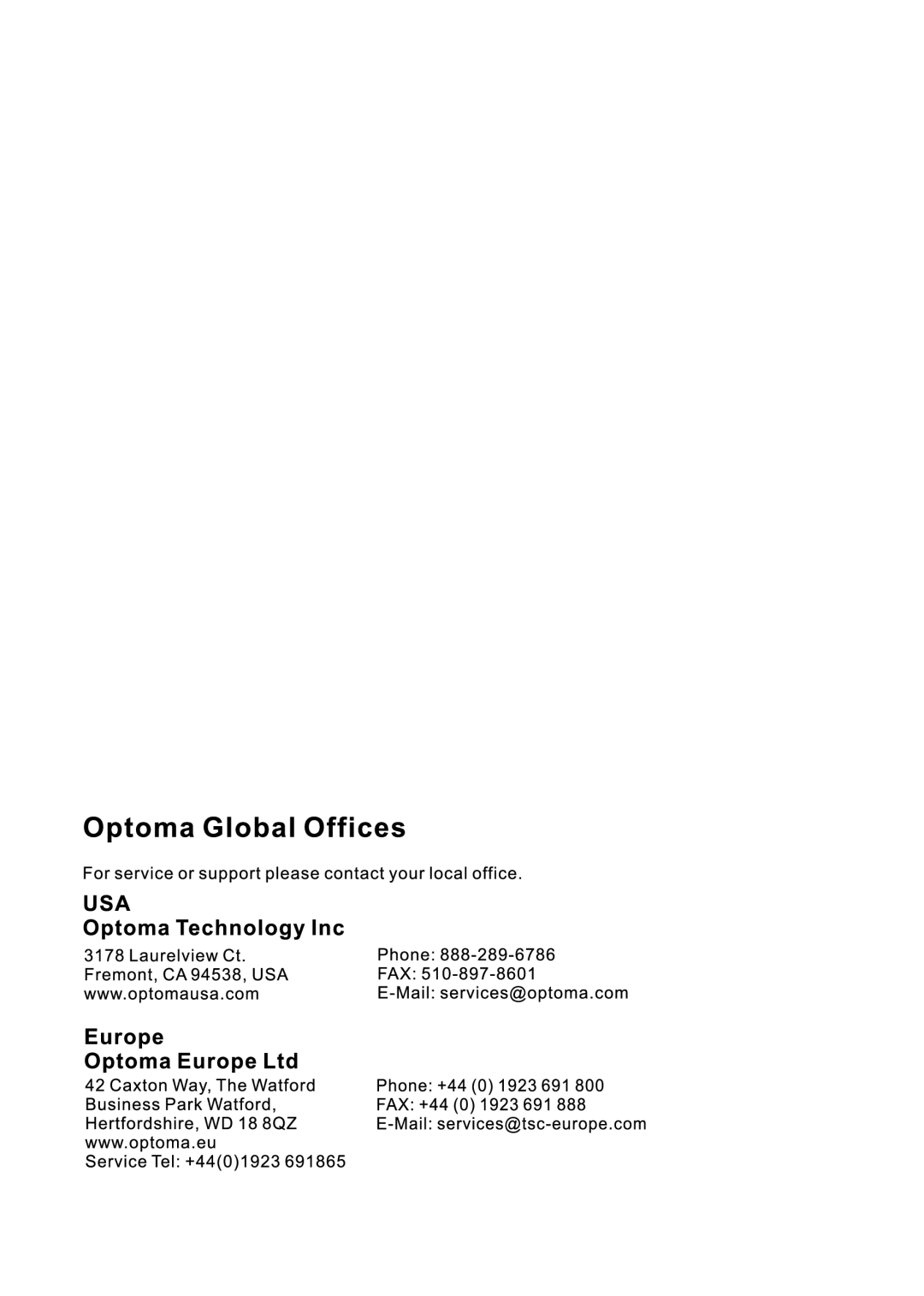 Optoma Technology PT110 manual 