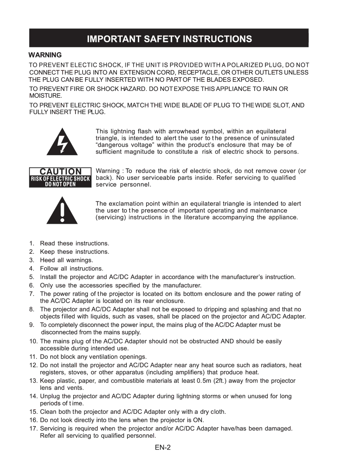 Optoma Technology PT110 manual 