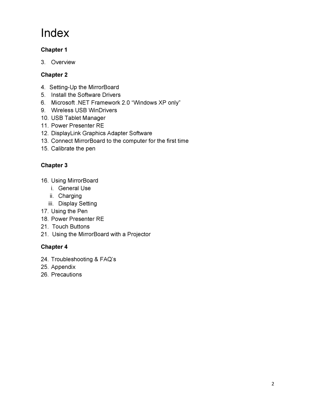 Optoma Technology Q300 manual Index 