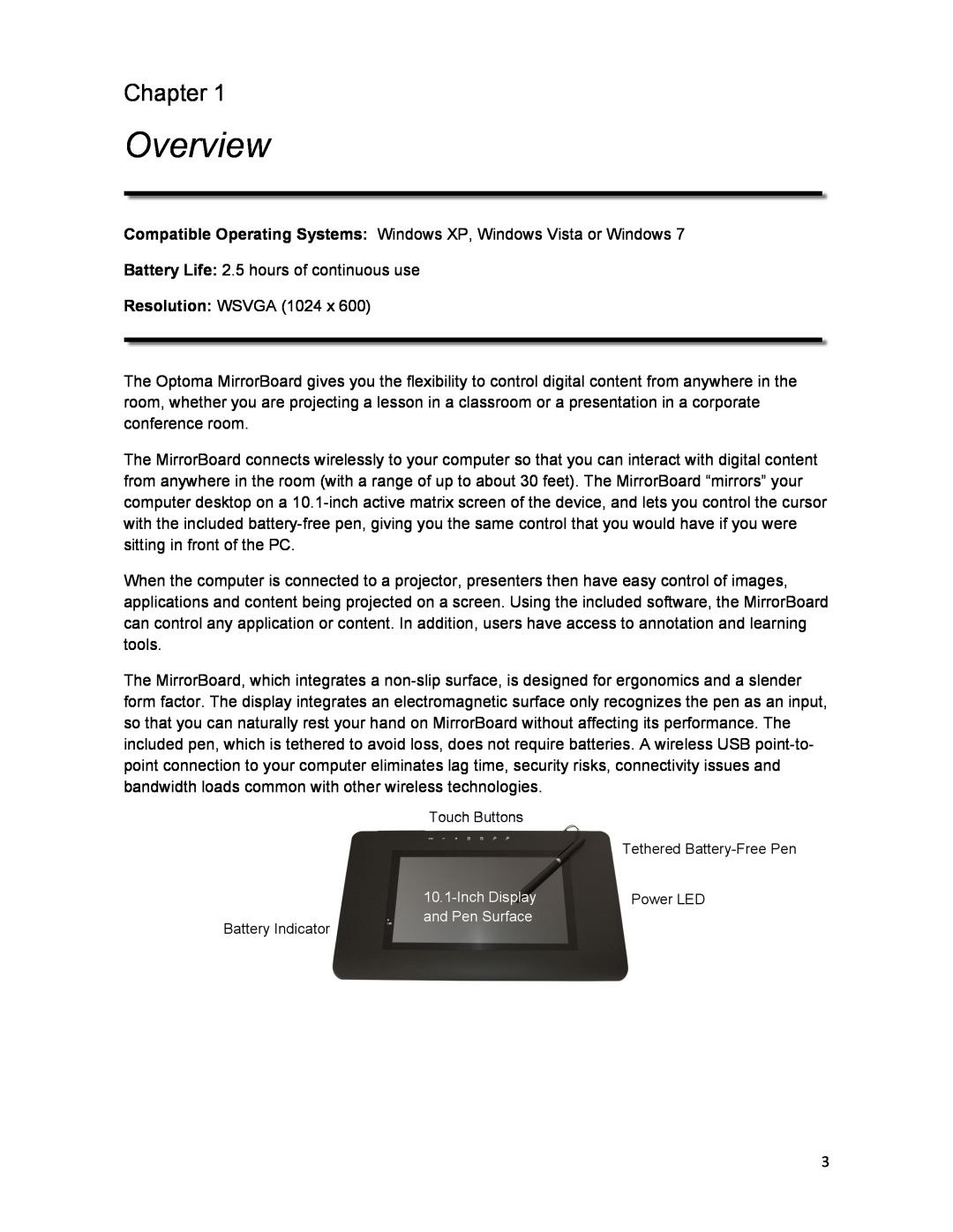 Optoma Technology Q300 manual Chapter, Overview 