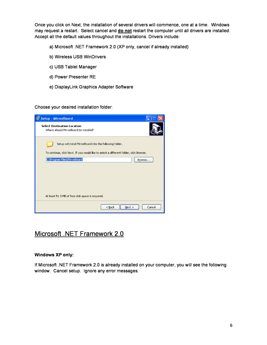 Optoma Technology Q300 manual Microsoft .NET Framework, Windows XP only 