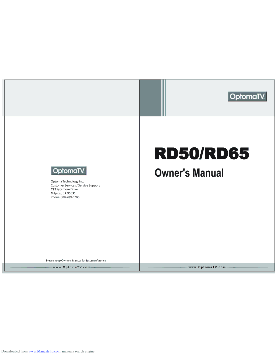 Optoma Technology RD65 manual 