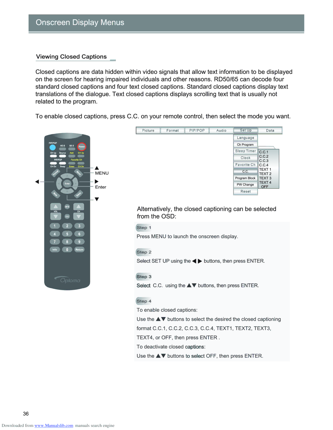 Optoma Technology RD65 manual 