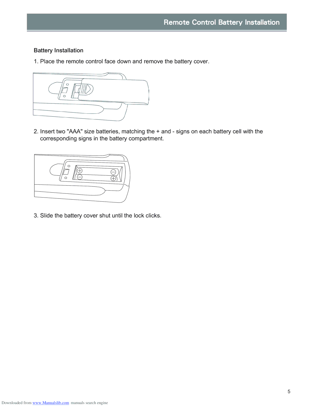 Optoma Technology RD65 manual Sfnpuf!Dpouspm!Cbuufsz!Jotubmmbujpo 