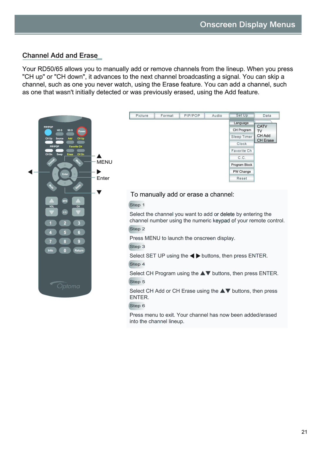 Optoma Technology RD65 owner manual 