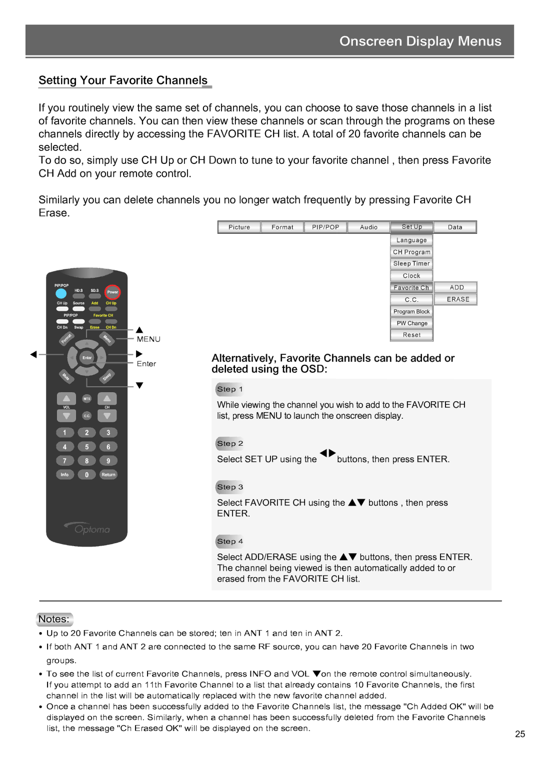 Optoma Technology RD65 owner manual Onscreen Display Menus 