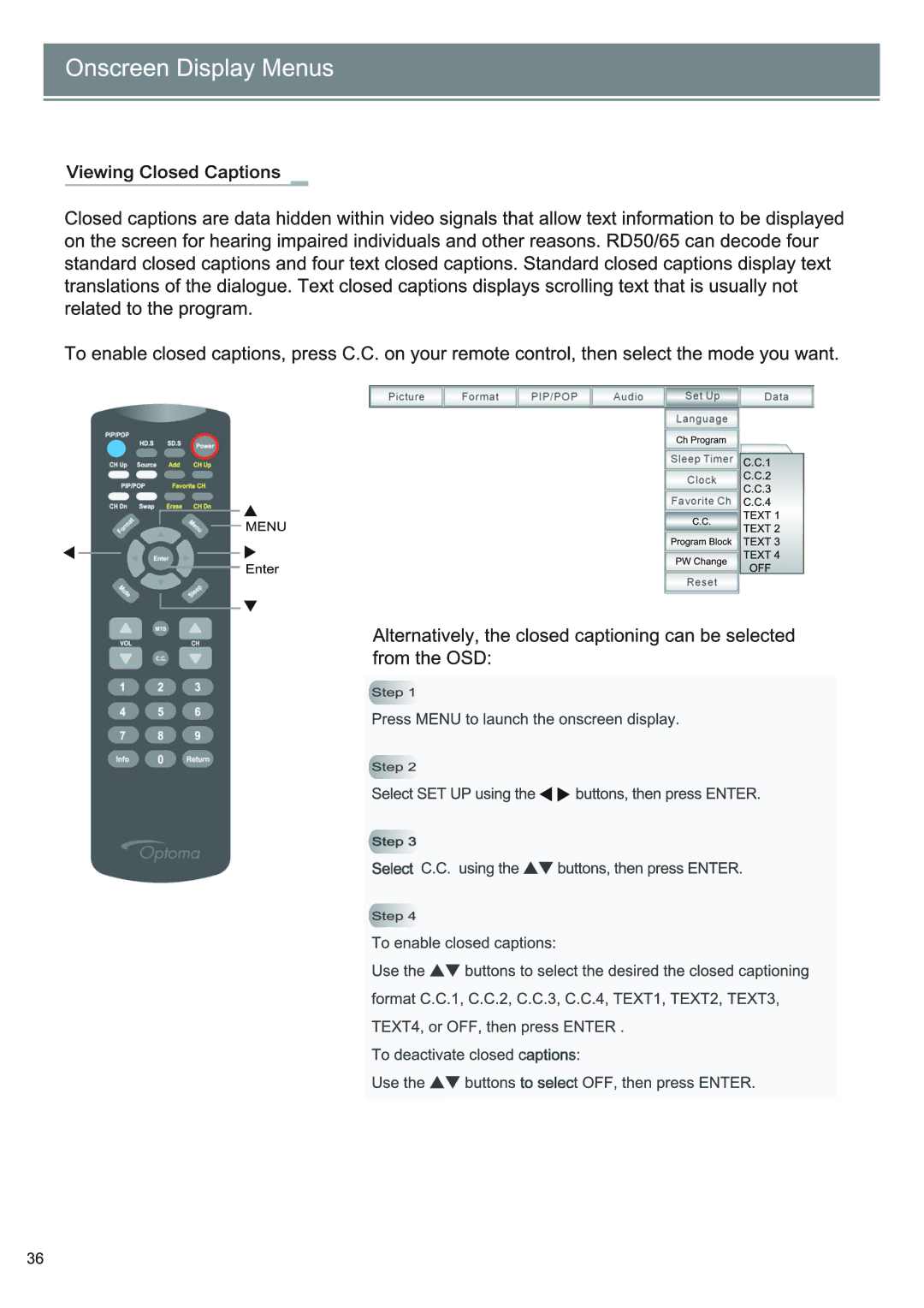 Optoma Technology RD65 owner manual 