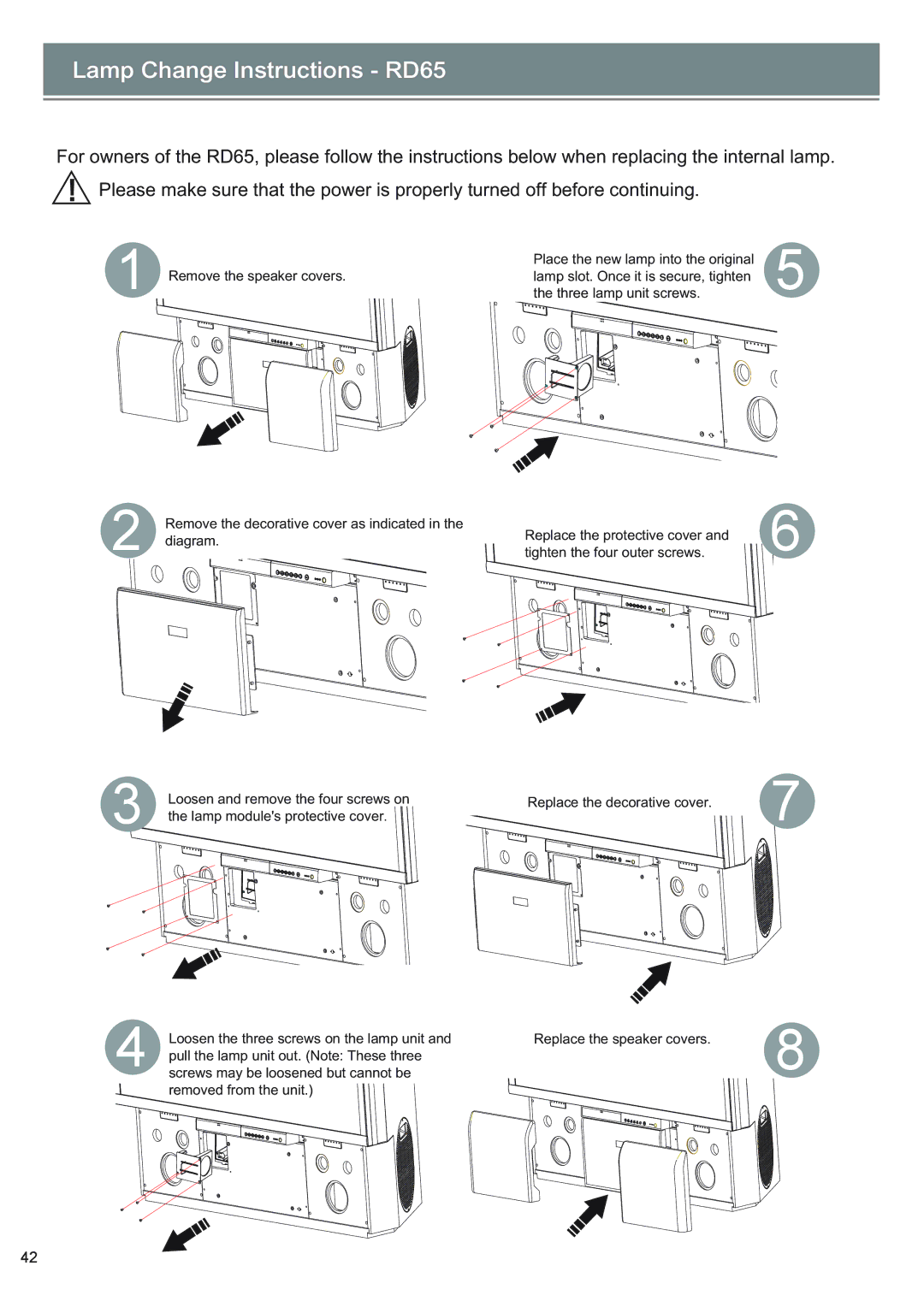 Optoma Technology RD65 owner manual Mbnq!Dibohf!Jotusvdujpot!.!SE76 