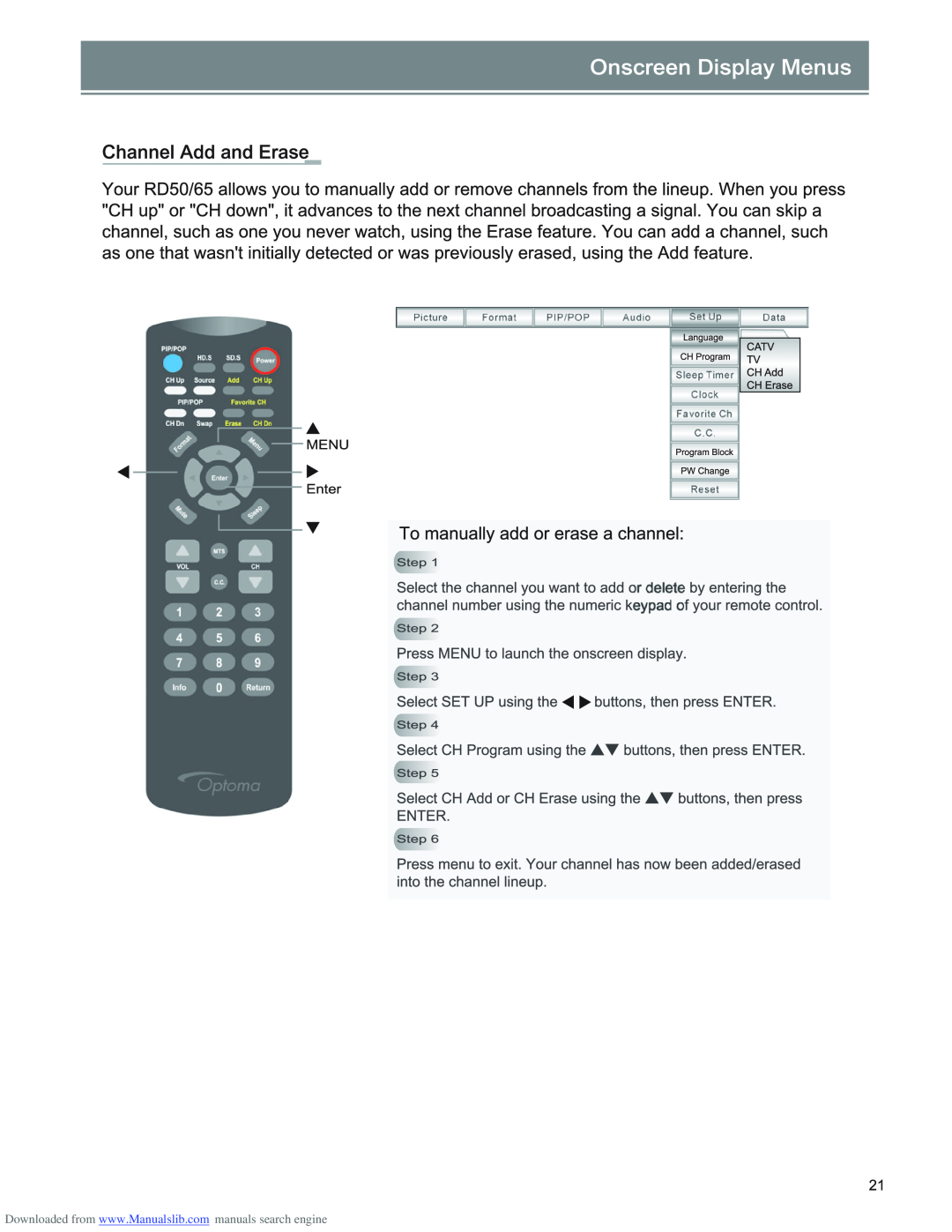 Optoma Technology RD65 manual 