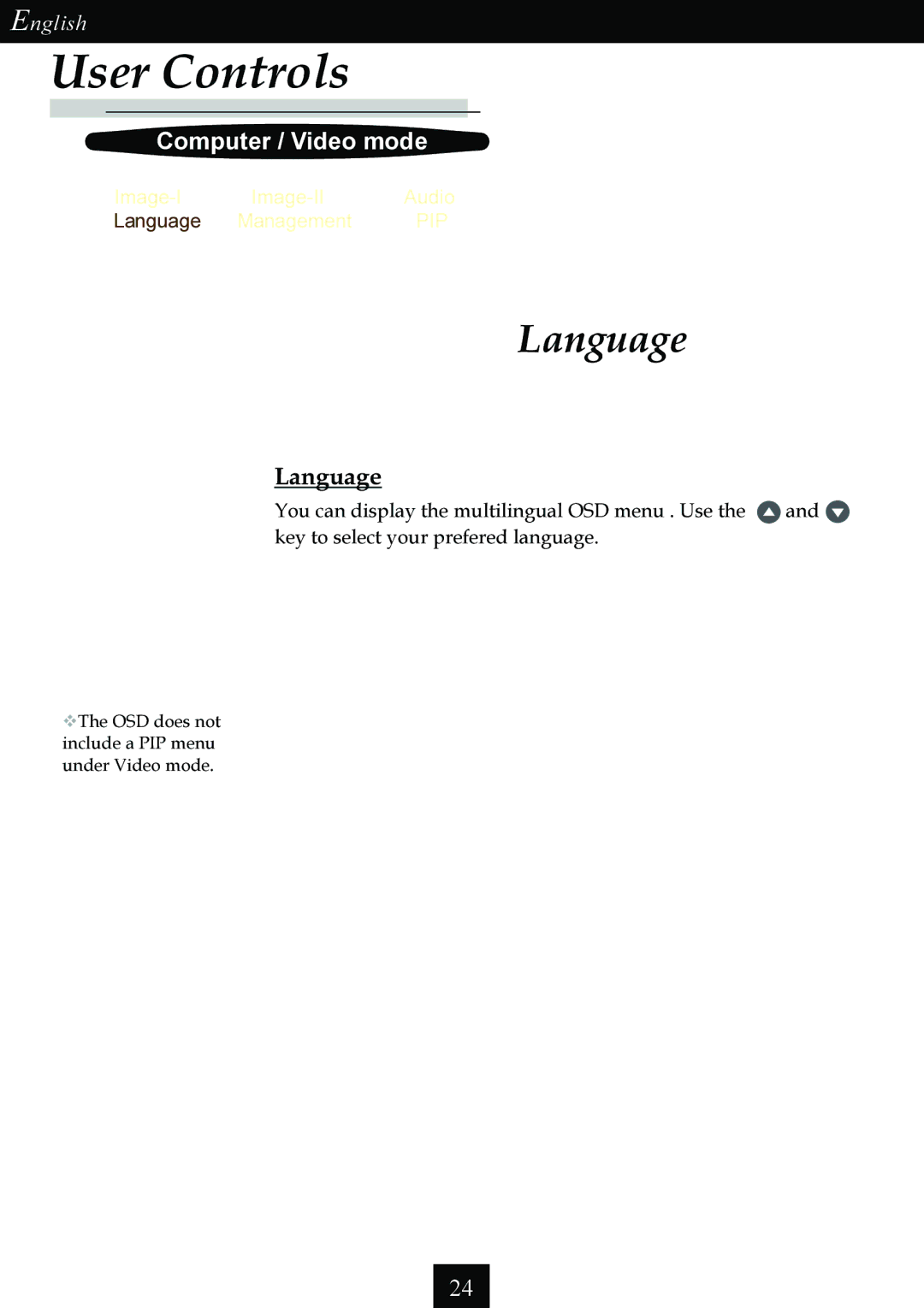 Optoma Technology Single Chip DLP Projector specifications Language 