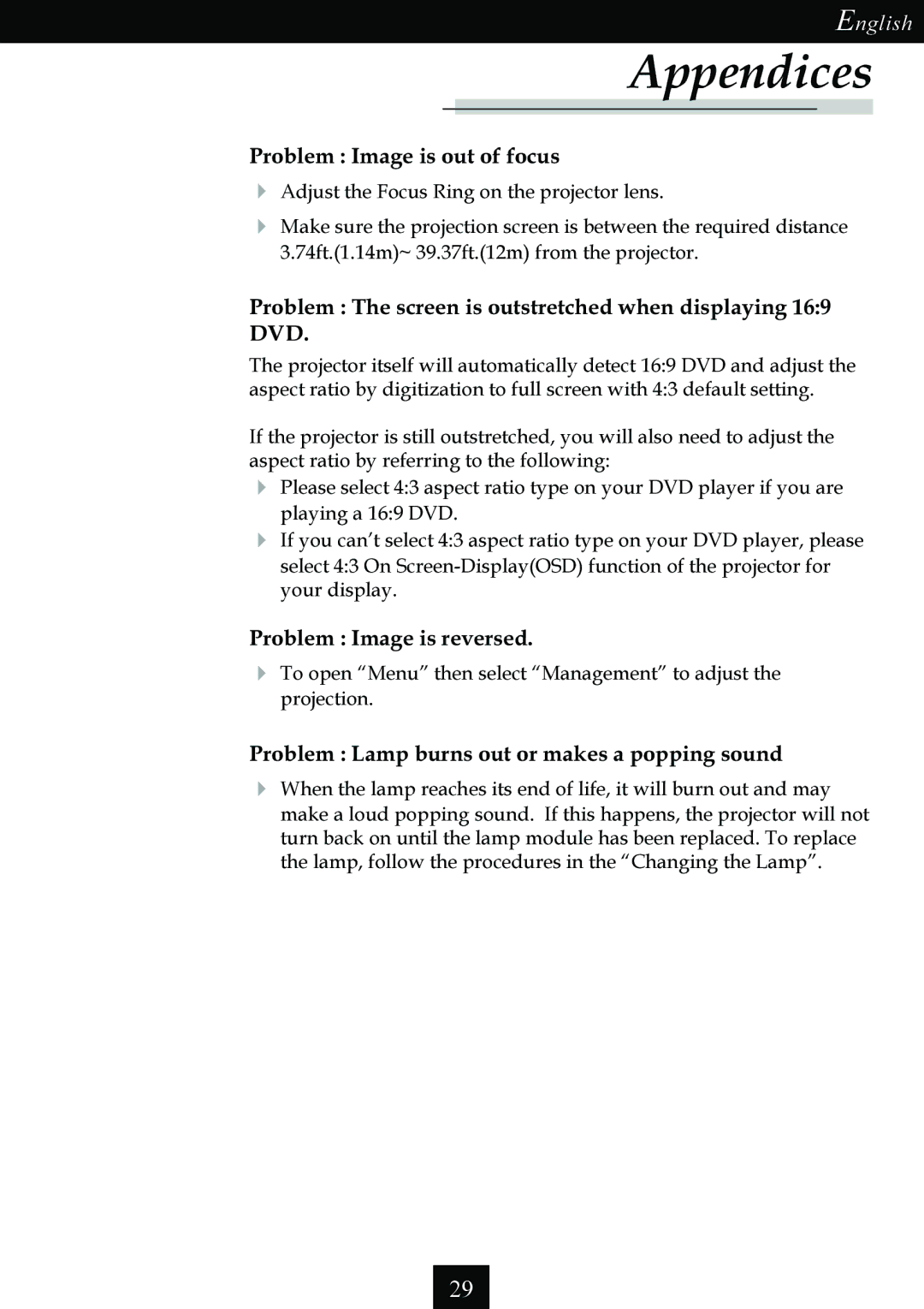 Optoma Technology Single Chip DLP Projector specifications Problem Image is reversed 