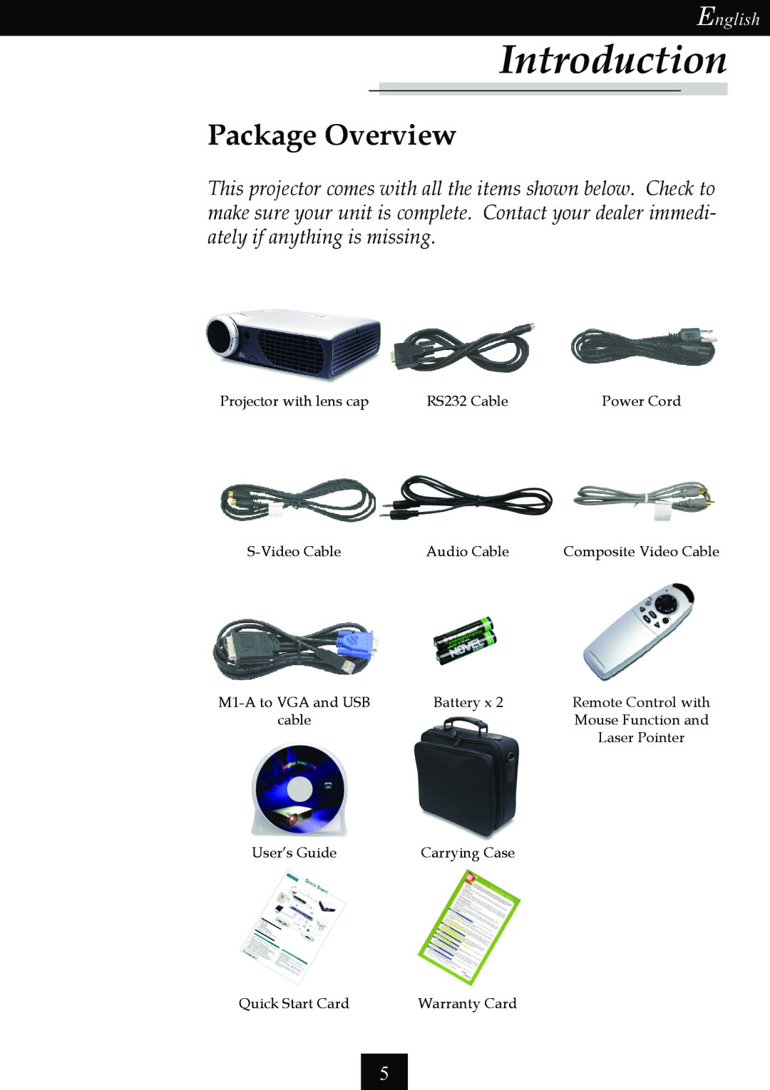 Optoma Technology Single Chip DLP Projector specifications Package Overview 