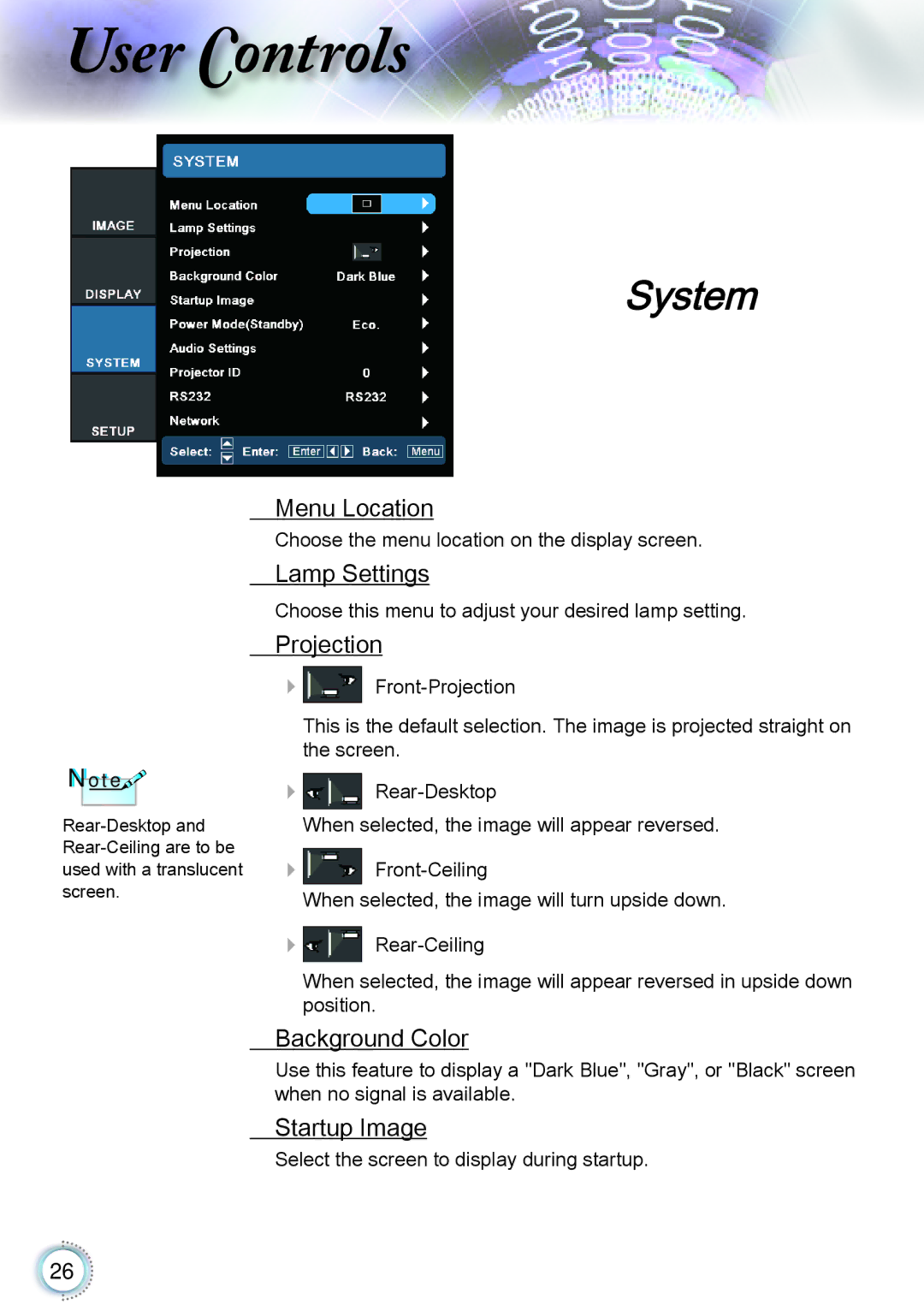 Optoma Technology TH1060P manual System 