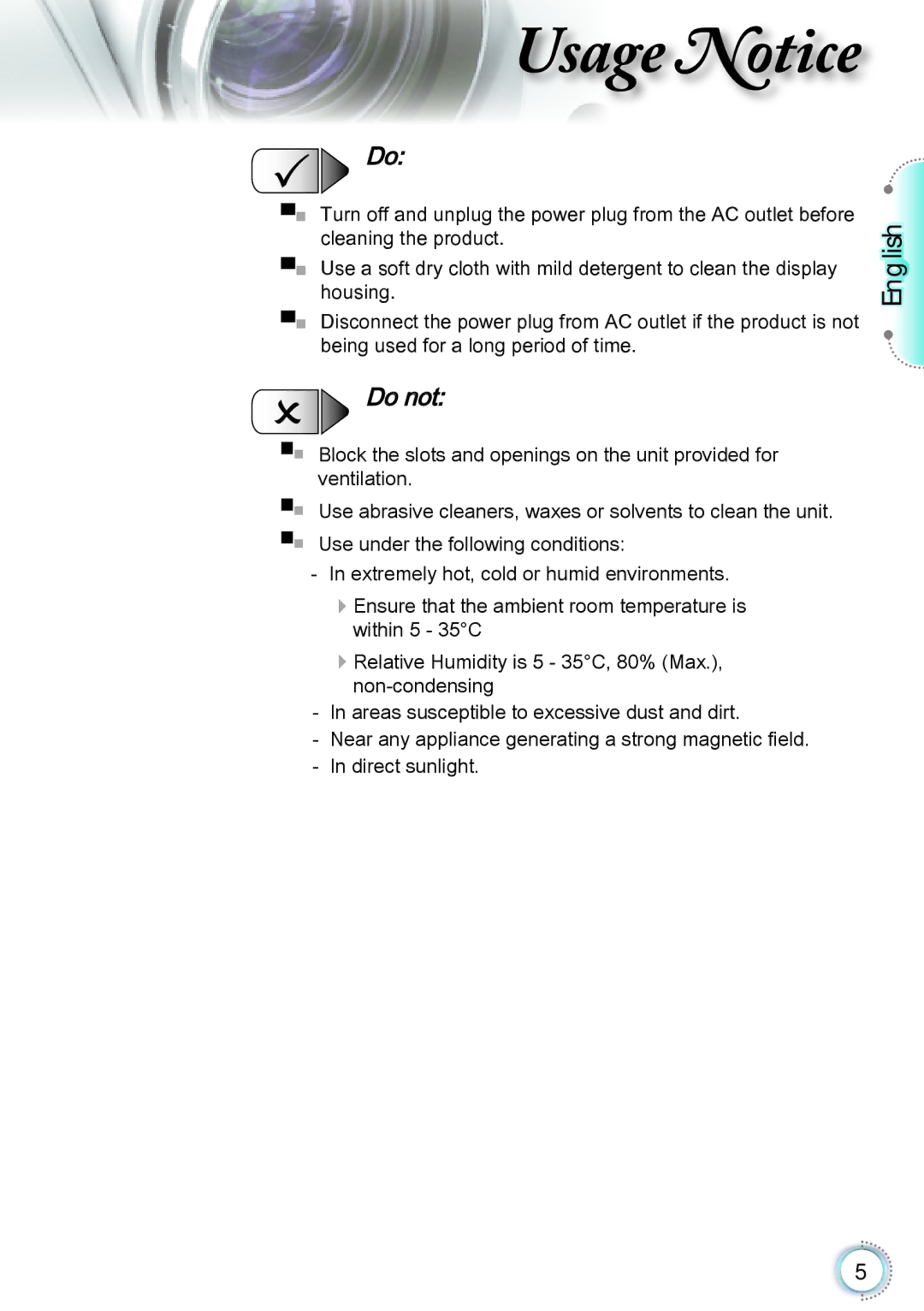 Optoma Technology TH1060P manual English 