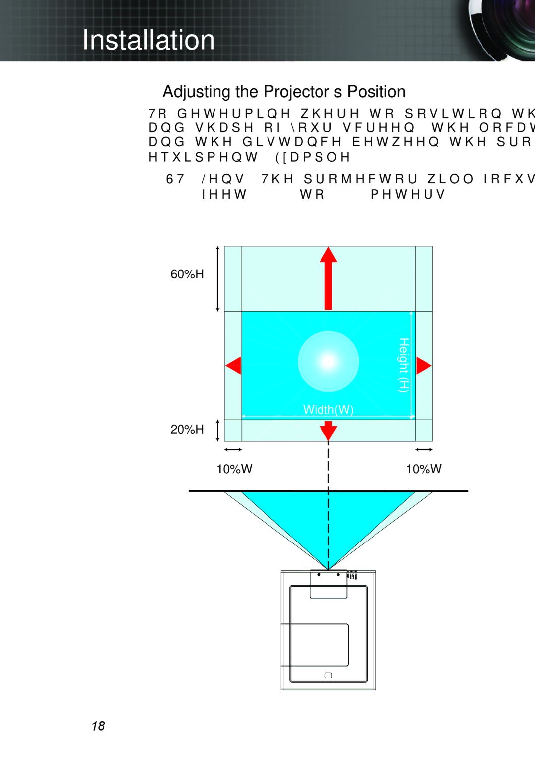 Optoma Technology TH7500NL manual Adjusting the Projector’s Position 