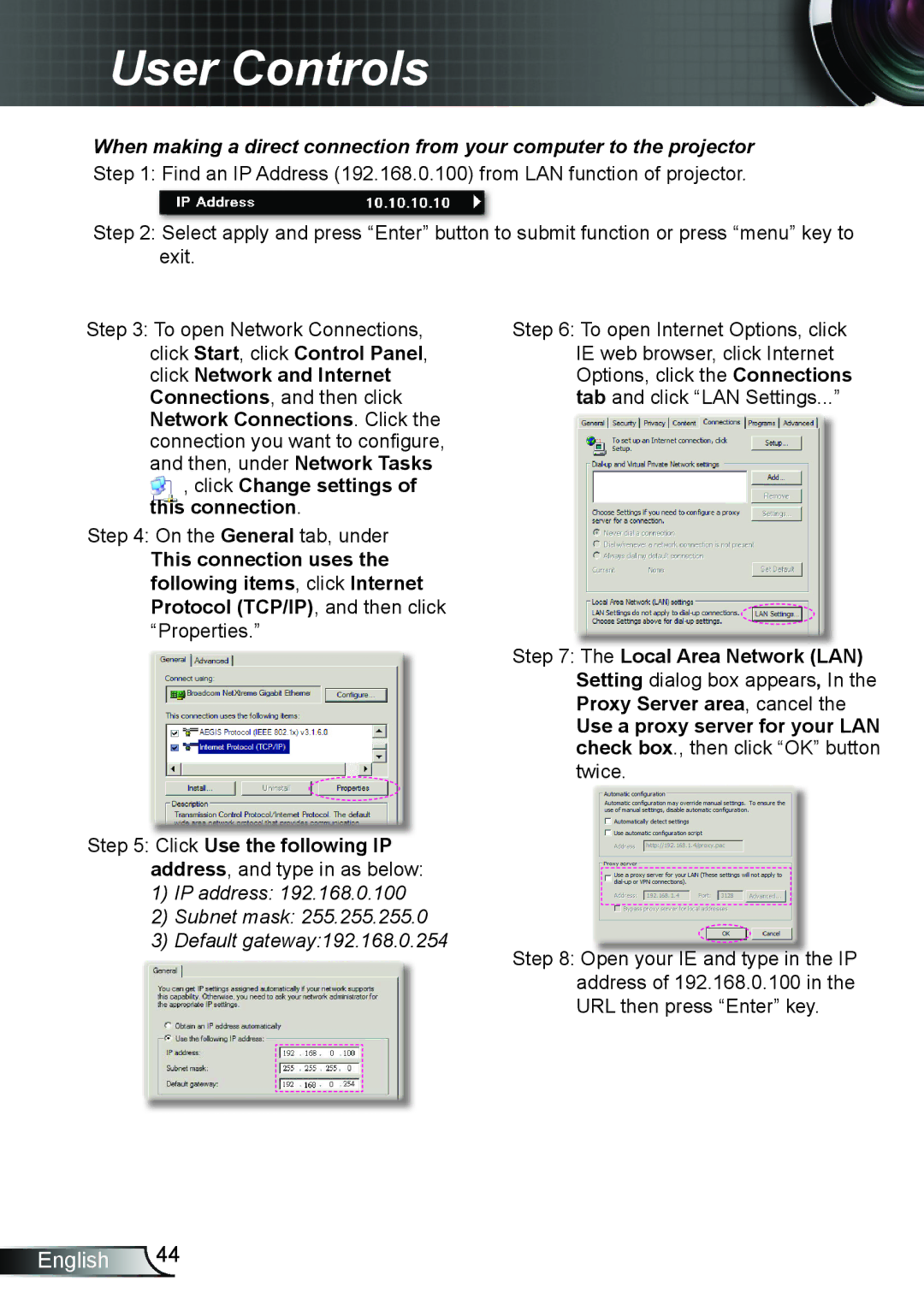 Optoma Technology TH7500NL manual Click Change settings of this connection 