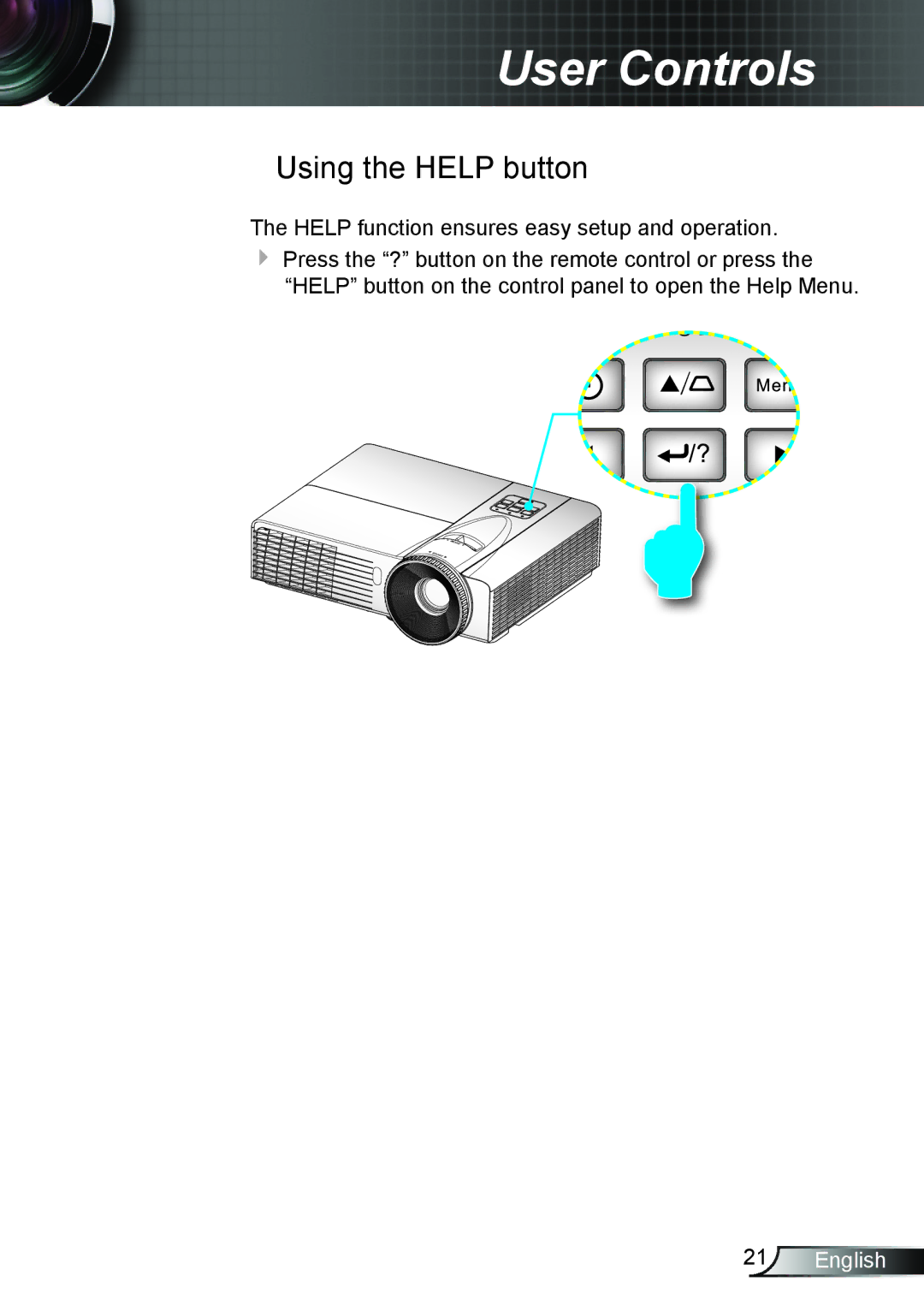 Optoma Technology DX339, TW5563D, DW339, DS339 manual Using the Help button 