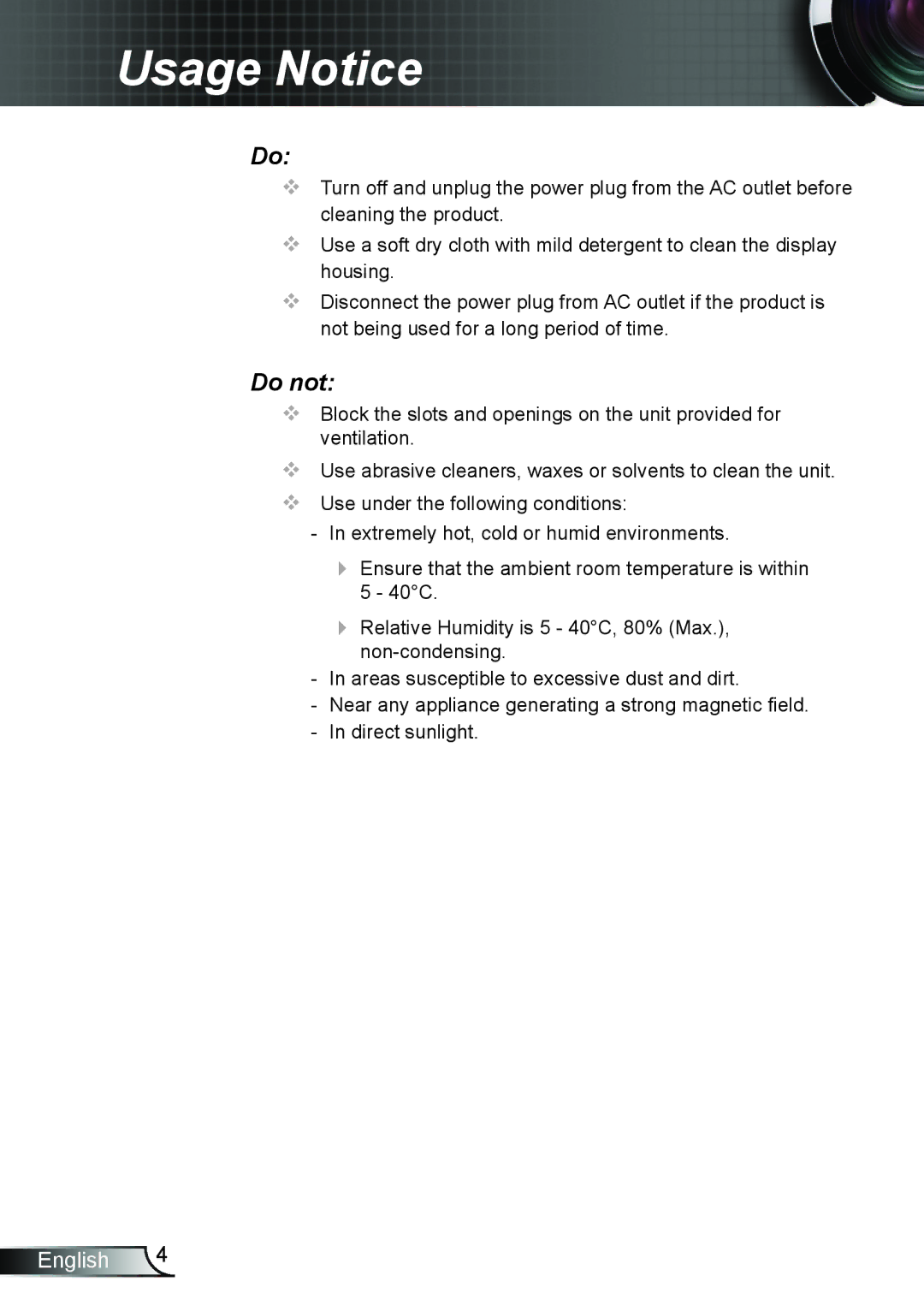 Optoma Technology TW5563D, DX339, DW339, DS339 manual Do not 