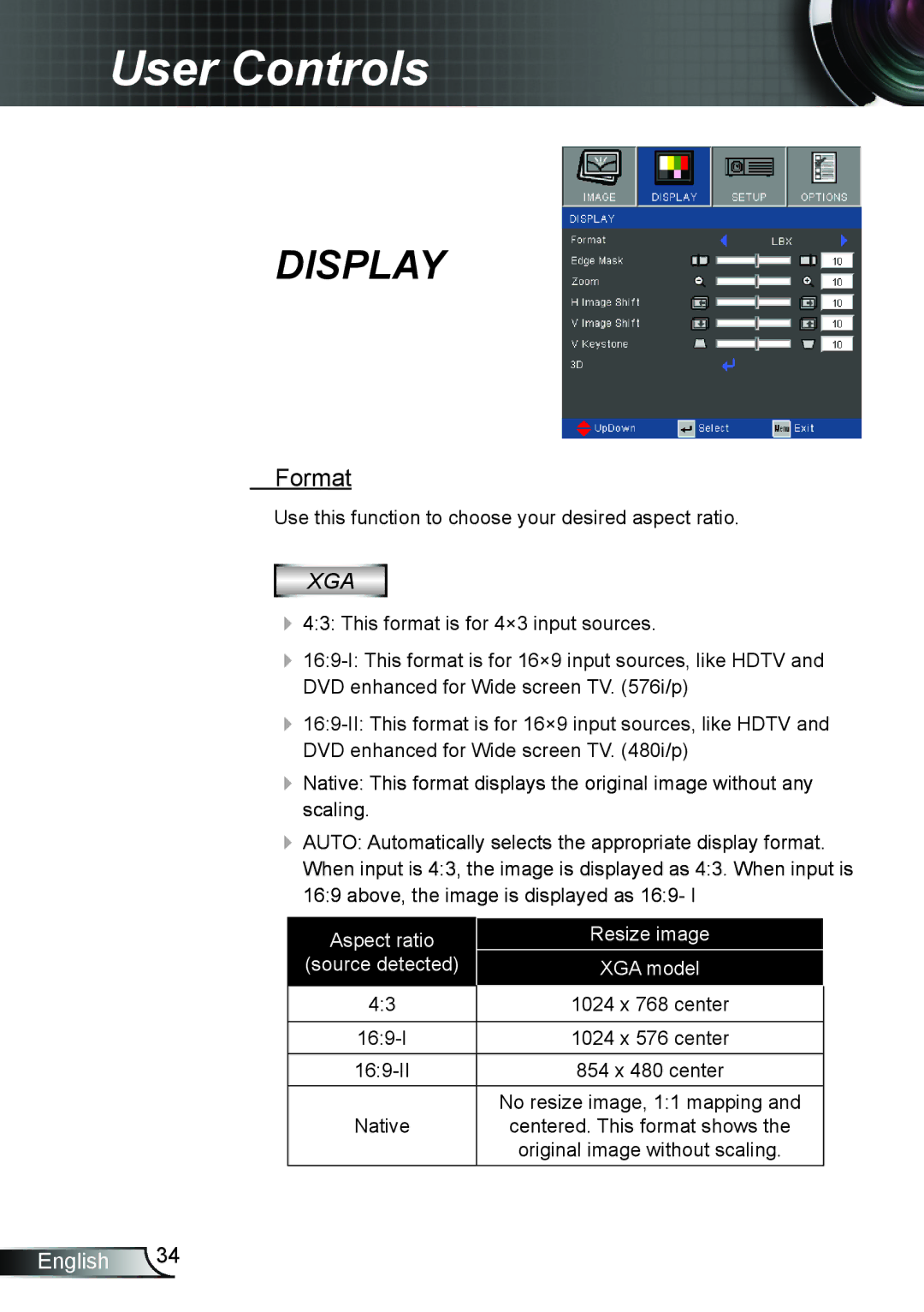 Optoma Technology TW610STRFBA, TW610STI manual Display, Format 