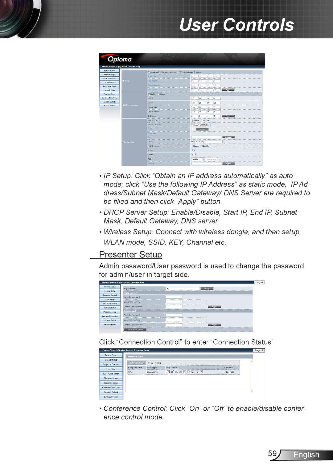 Optoma Technology TW610STI, TW610STRFBA manual Presenter Setup 