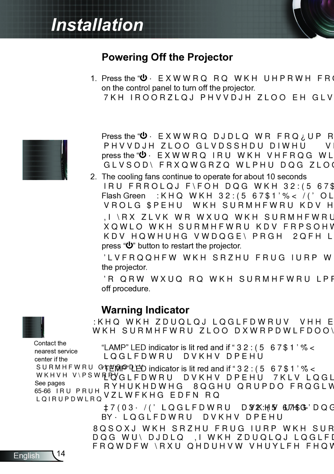 Optoma Technology TW615GOV, TW6153D manual Powering off the projector 