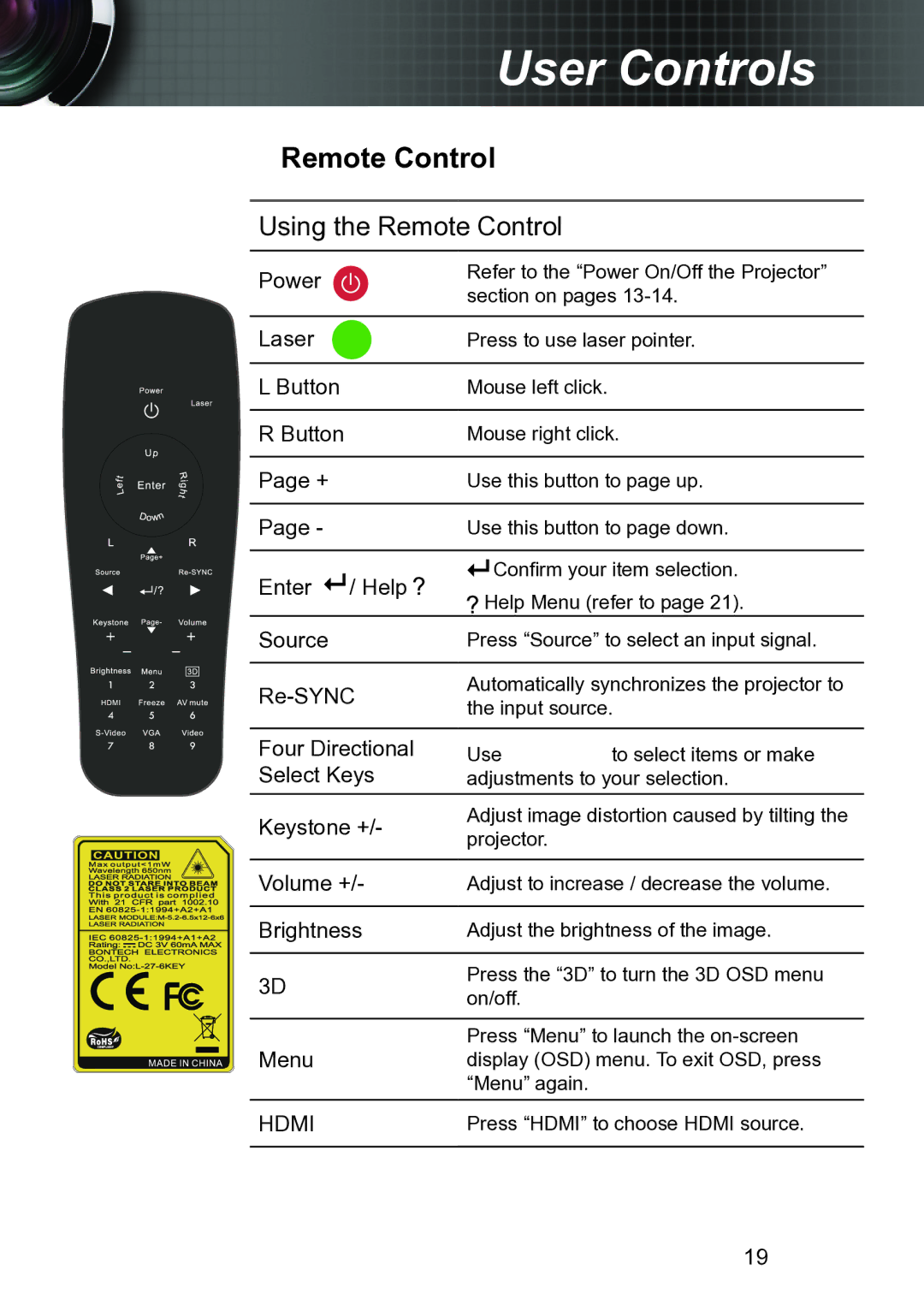 Optoma Technology TW6153D, TW615GOV manual Using the Remote Control 