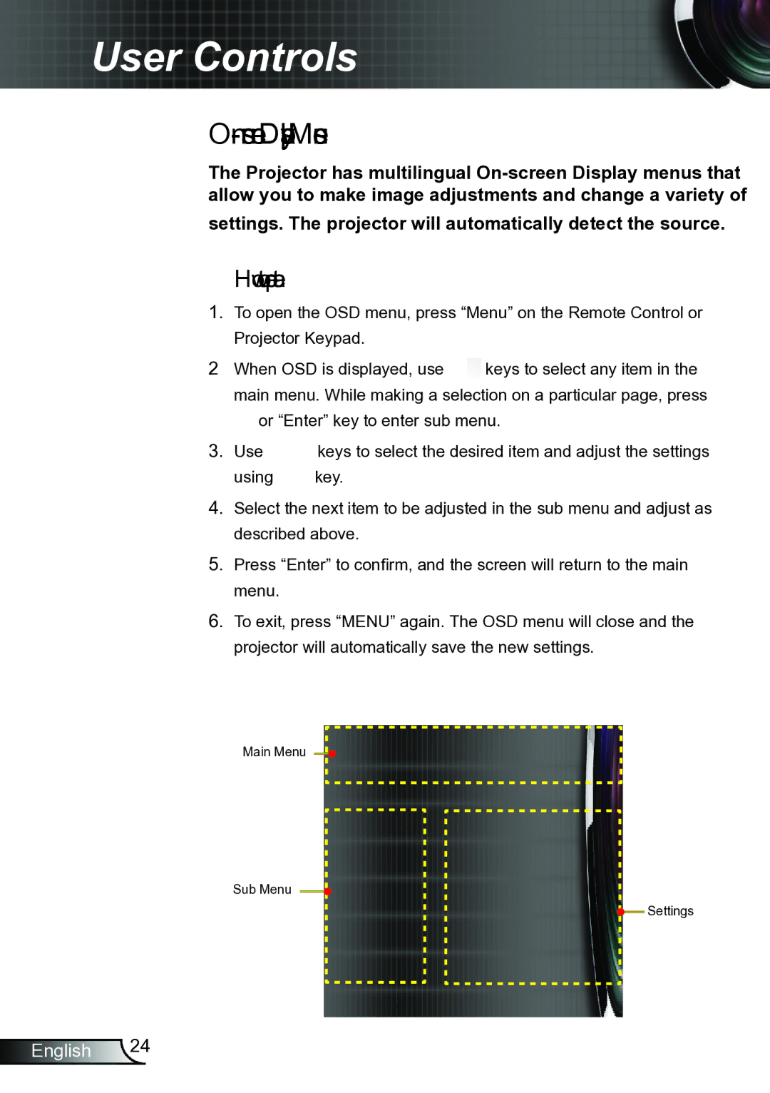 Optoma Technology TW615GOV, TW6153D manual On-screen Display Menus, How to operate 