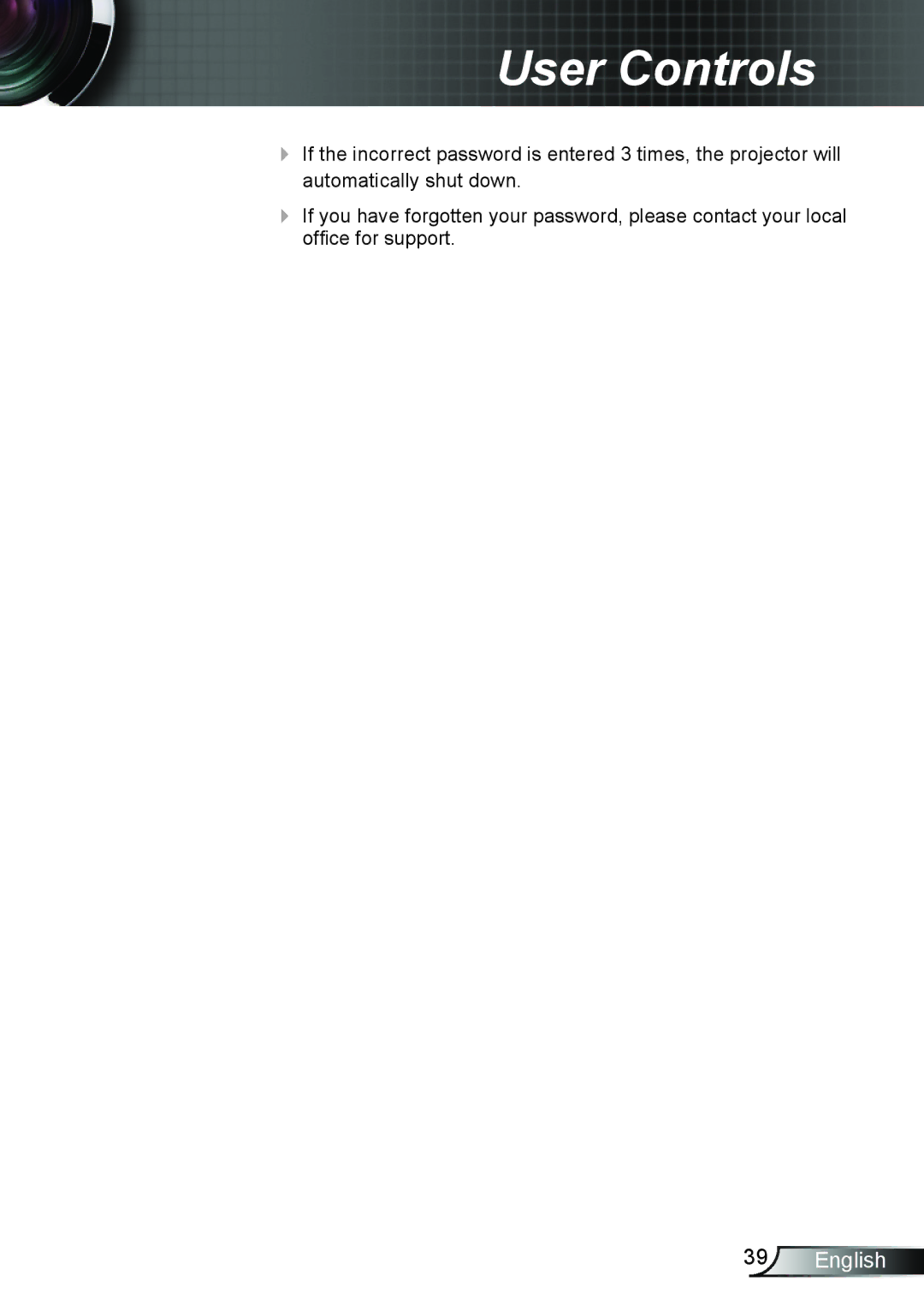 Optoma Technology TX6353D, TW6353D manual User Controls 