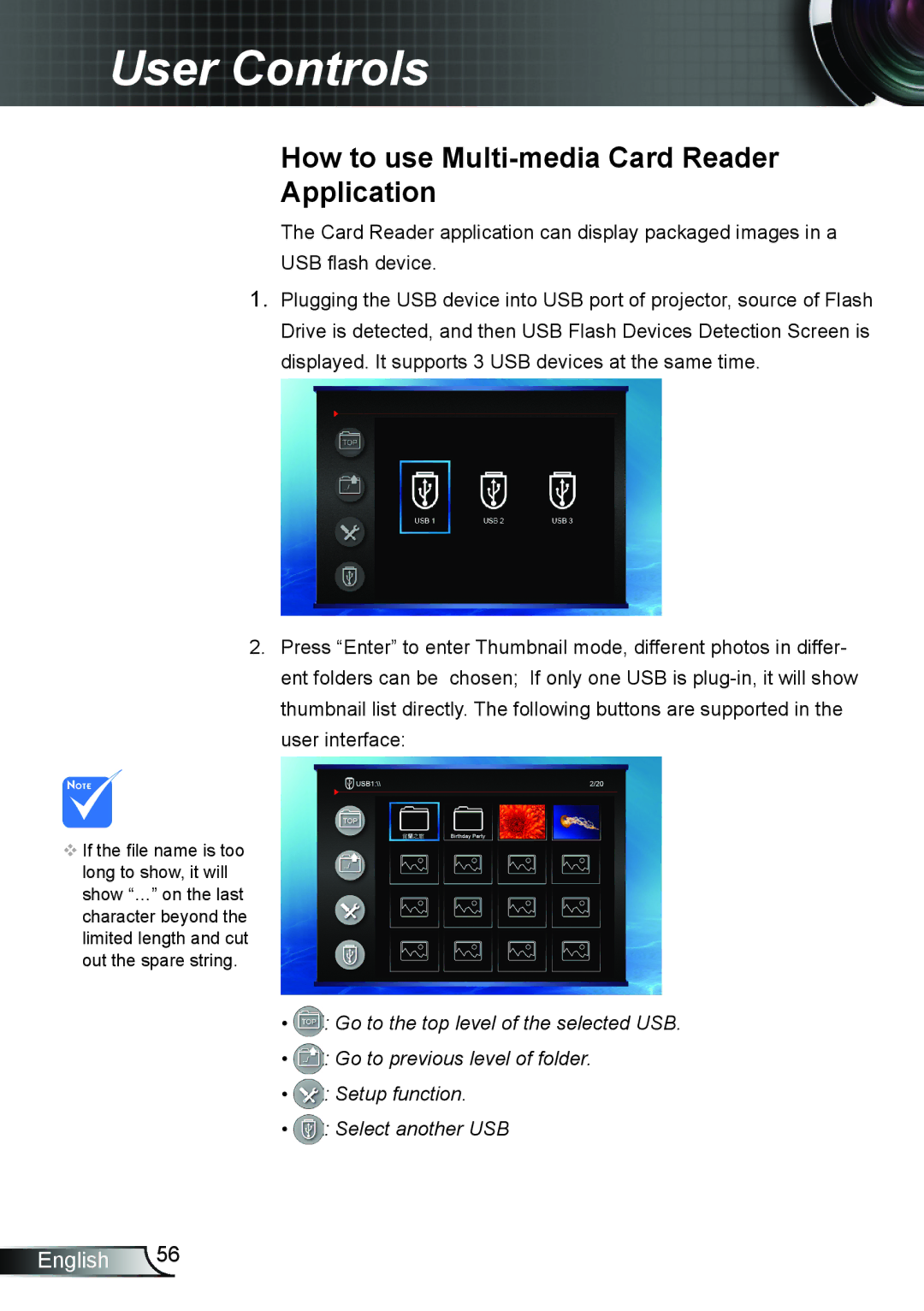 Optoma Technology TW6353D, TX6353D manual How to use Multi-media Card Reader Application 