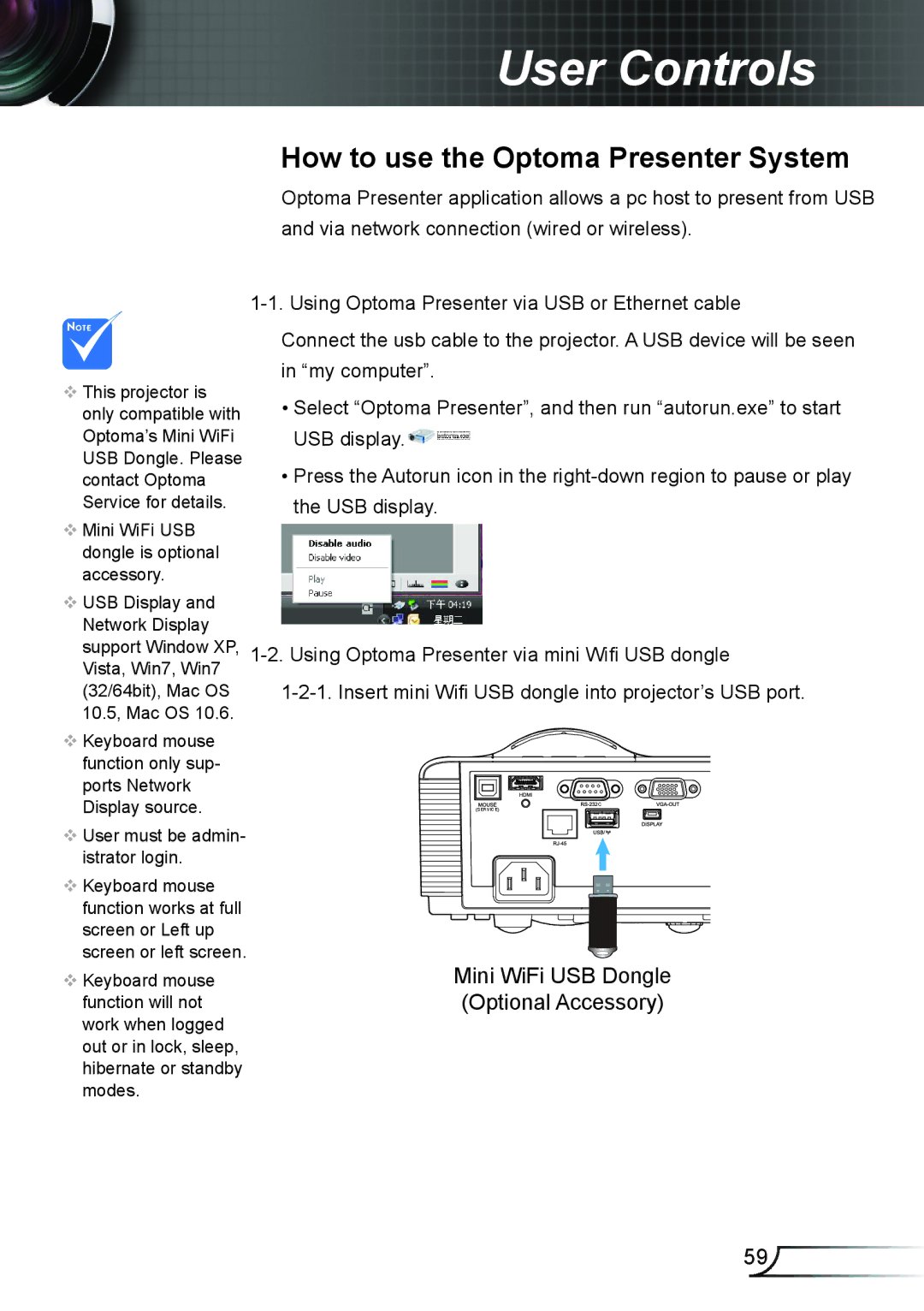 Optoma Technology TX6353D, TW6353D manual How to use the Optoma Presenter System 