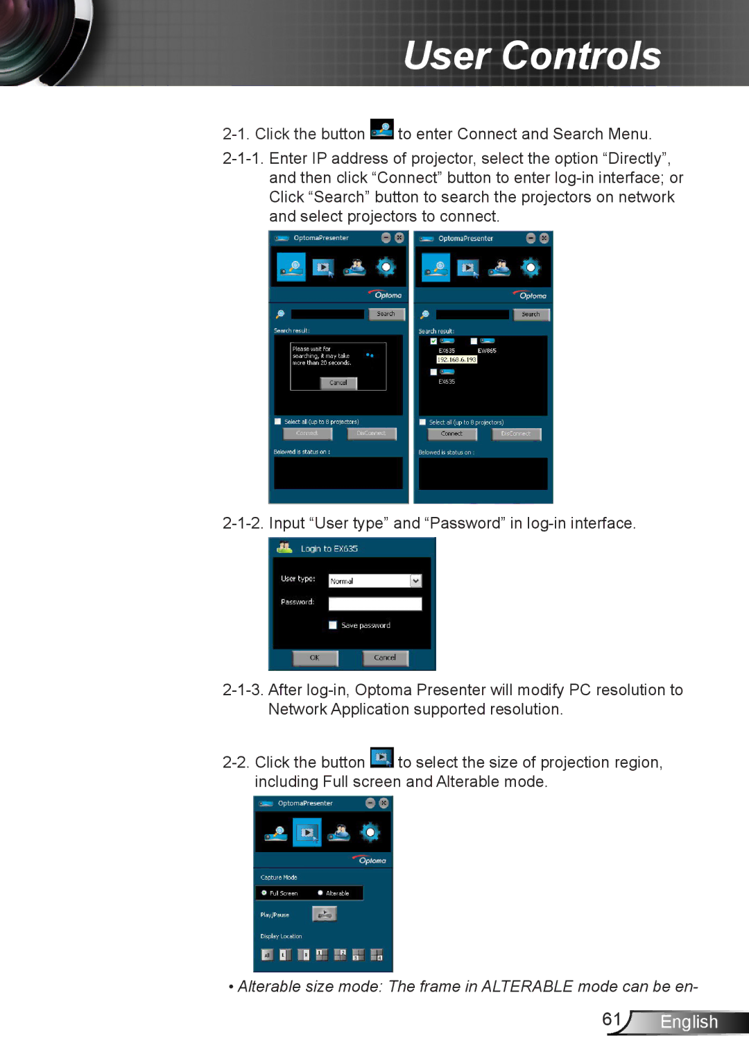 Optoma Technology TX6353D, TW6353D manual Alterable size mode The frame in Alterable mode can be en 