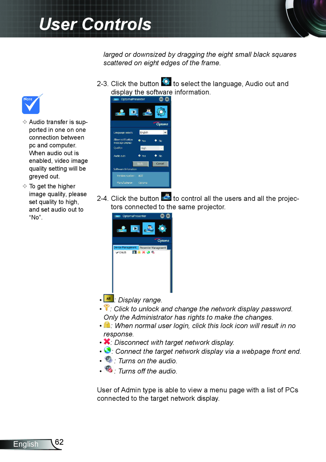 Optoma Technology TW6353D, TX6353D manual Display range 