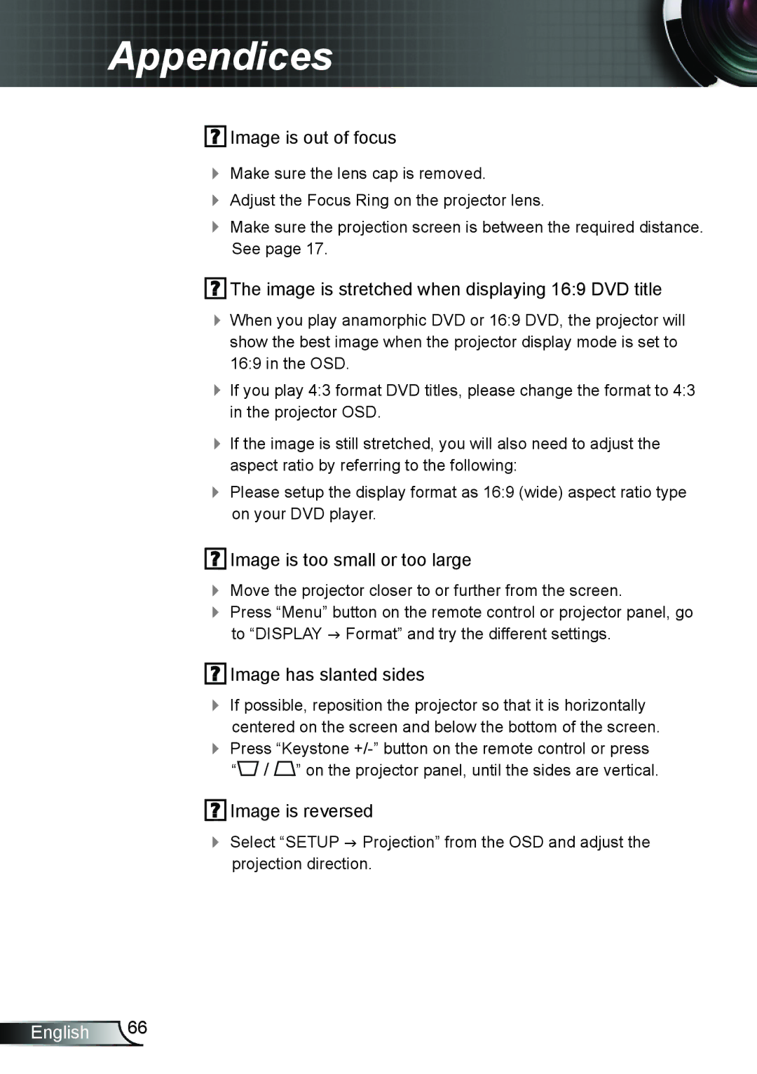 Optoma Technology TW6353D, TX6353D manual Image is reversed 