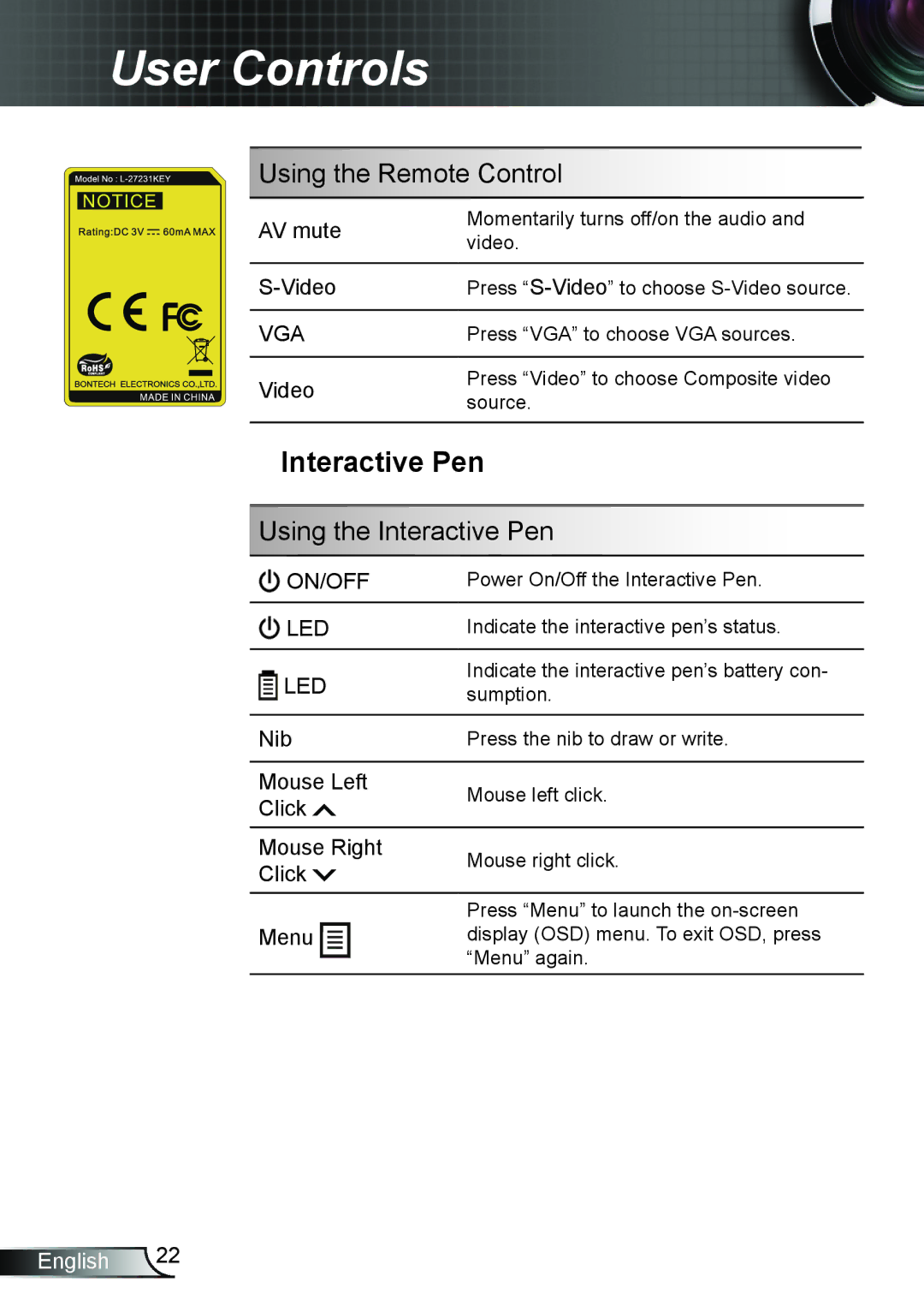 Optoma Technology TW675UTIM3D, TW675UST3DKIT, TX665UST3DMT, TX665UST3DKIT, TX665UTIM3D manual Using the Interactive Pen 