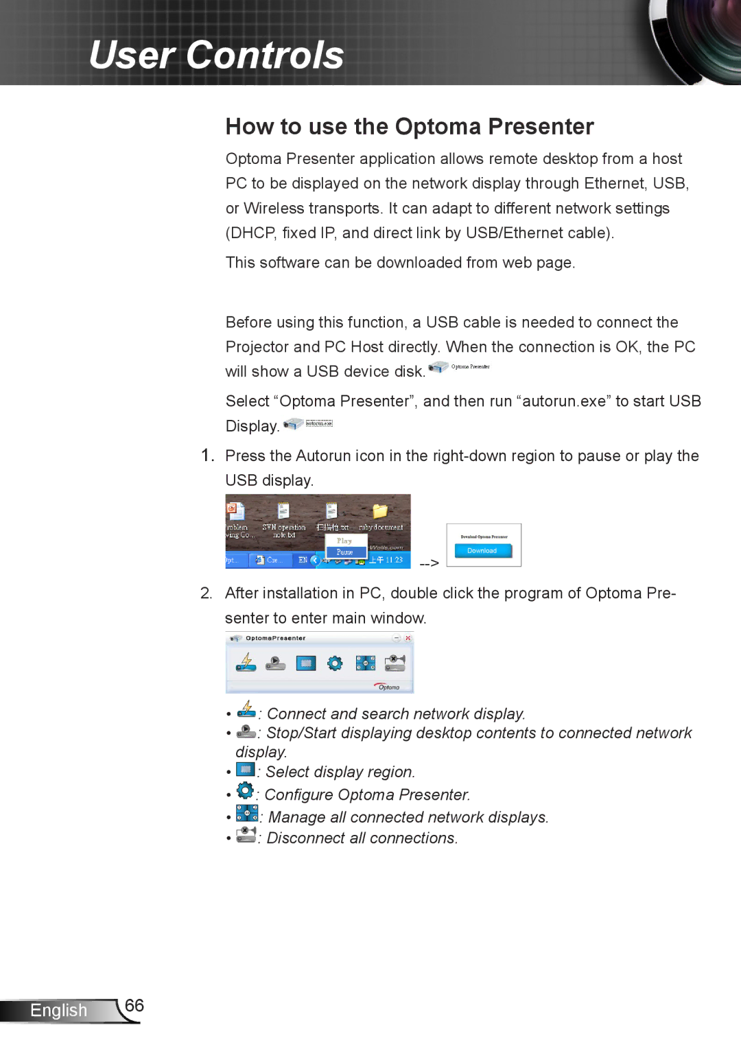 Optoma Technology TX665UTIM3D, TW675UTIM3D, TW675UST3DKIT, TX665UST3DMT, TX665UST3DKIT How to use the Optoma Presenter 