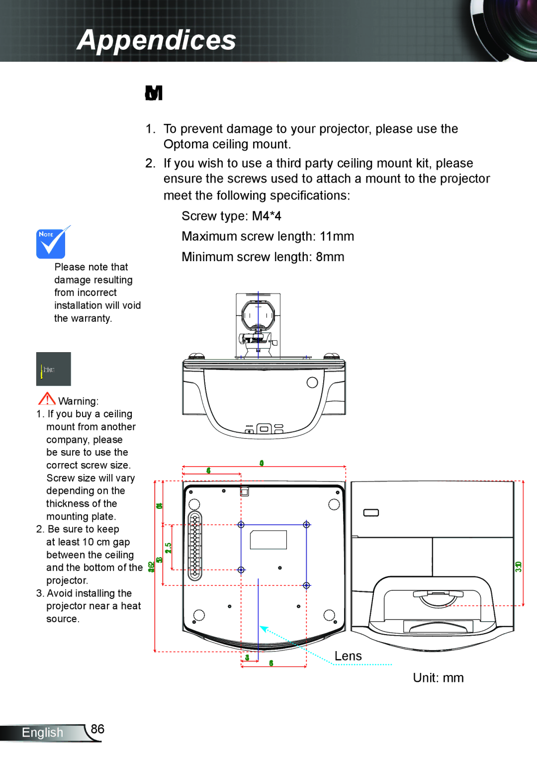 Optoma Technology TX665UTIM3D, TW675UTIM3D, TW675UST3DKIT, TX665UST3DMT, TX665UST3DKIT, TW675UTI3D Wall Mount Installation 