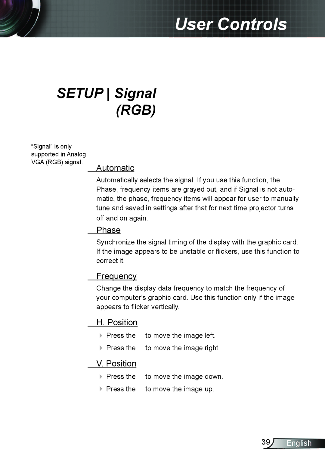 Optoma Technology TW695UT3D manual Automatic, Phase, Frequency, Position 