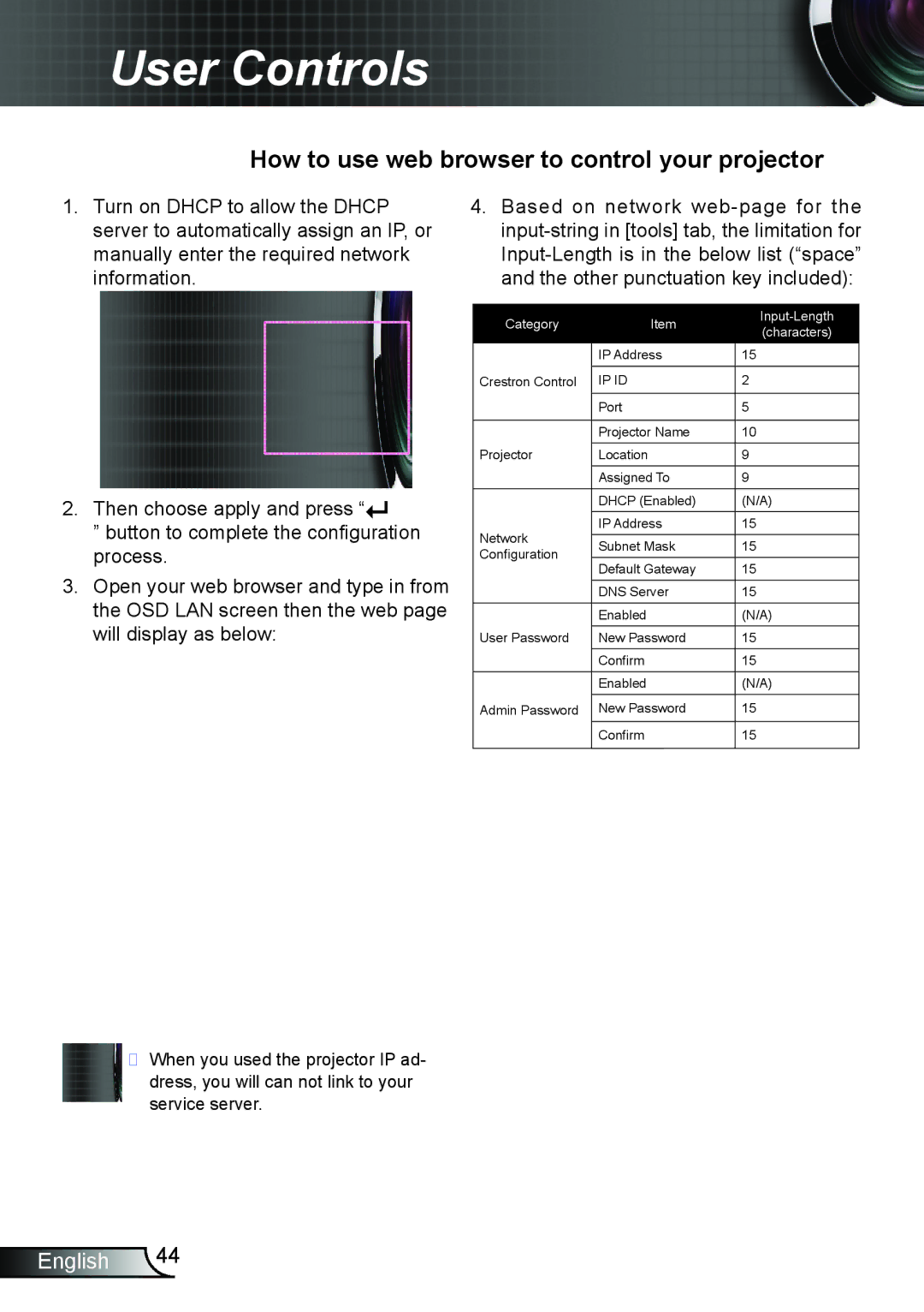 Optoma Technology TW695UT3D manual How to use web browser to control your projector 